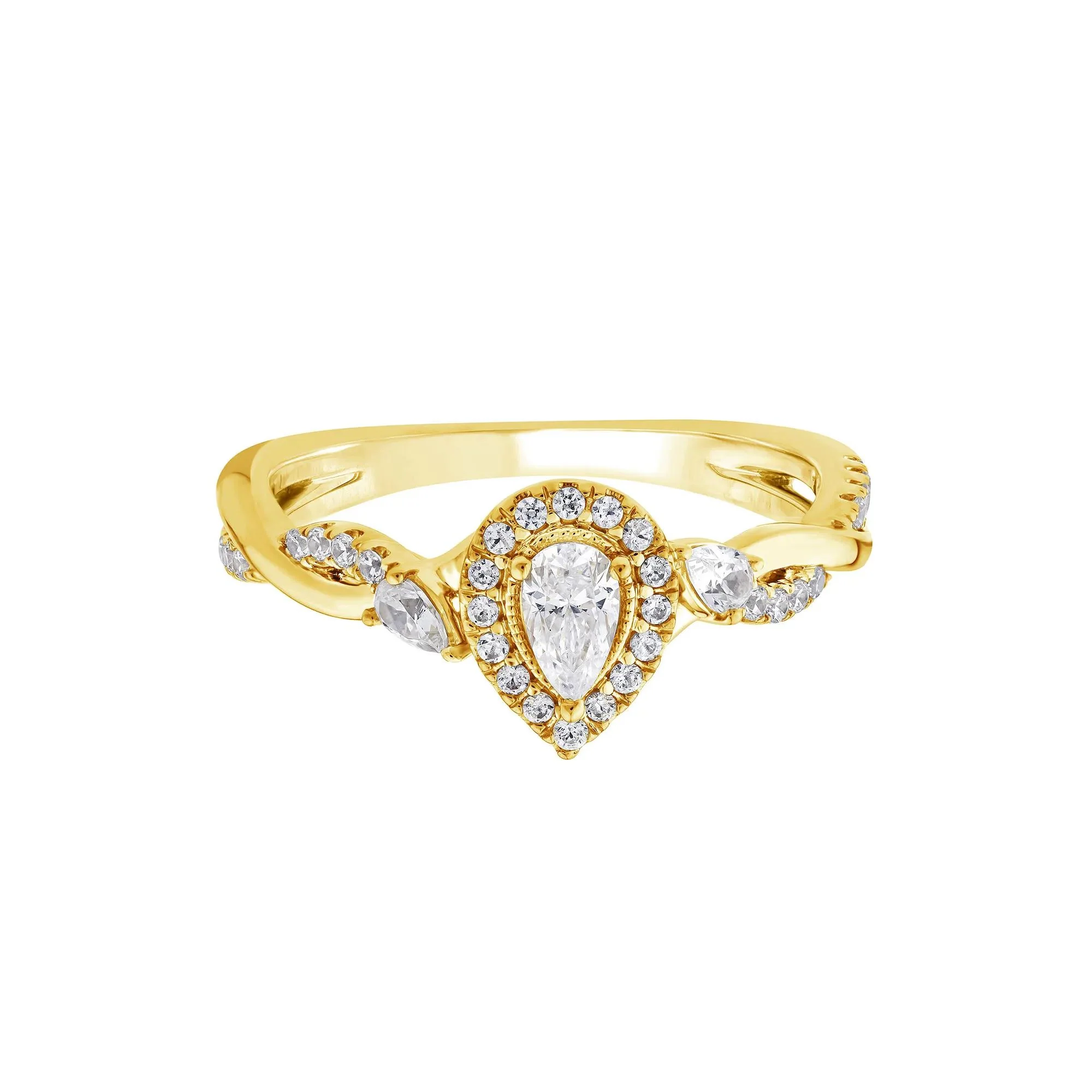 1/2 CT. Tw. Pear-Shaped Diamond Engagement Ring 14K Yellow Gold Size 8.5 1.5mm