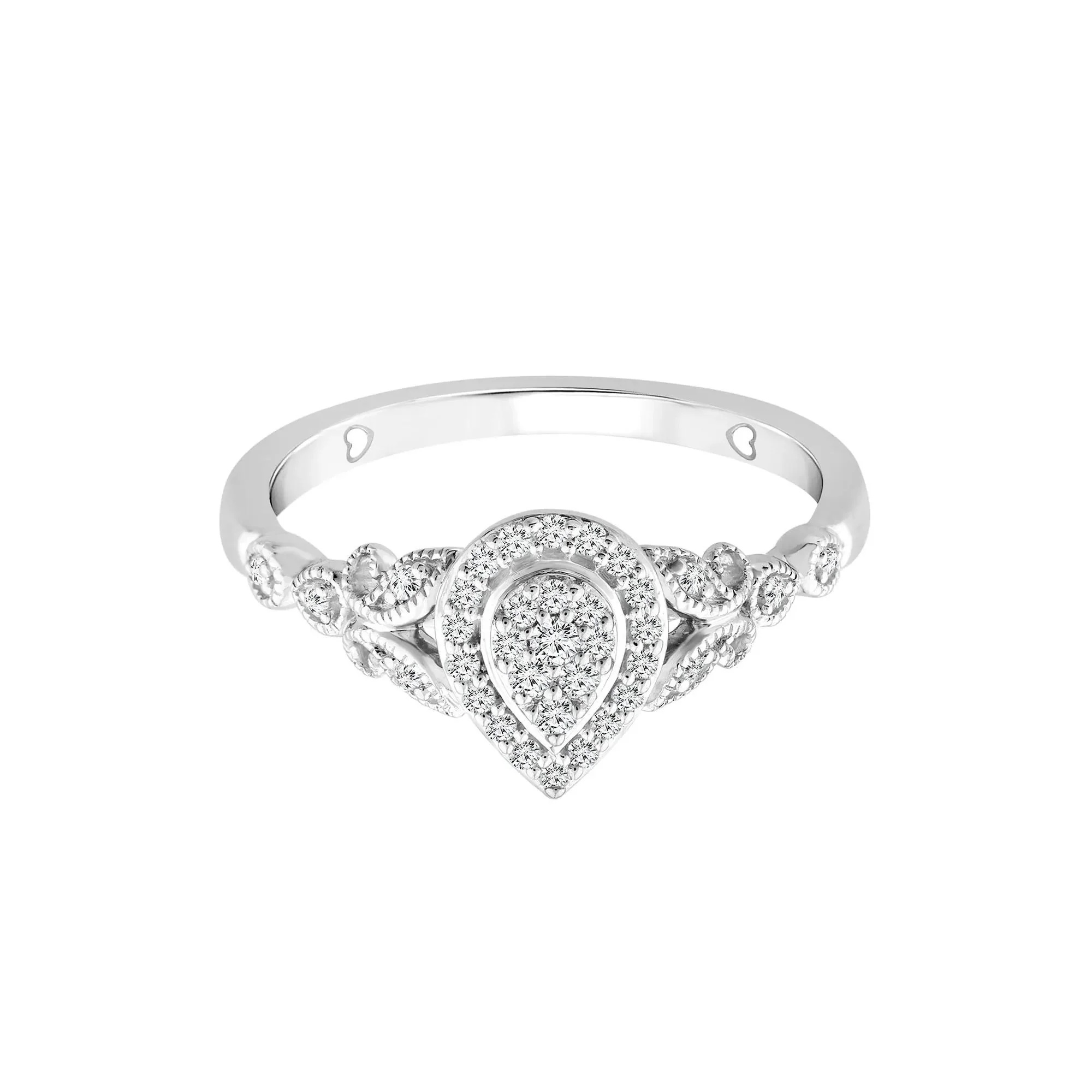 1/5 CT. Tw. Diamond Composite Pear-Shaped Promise Ring 10K White Gold Size 7.5 2mm