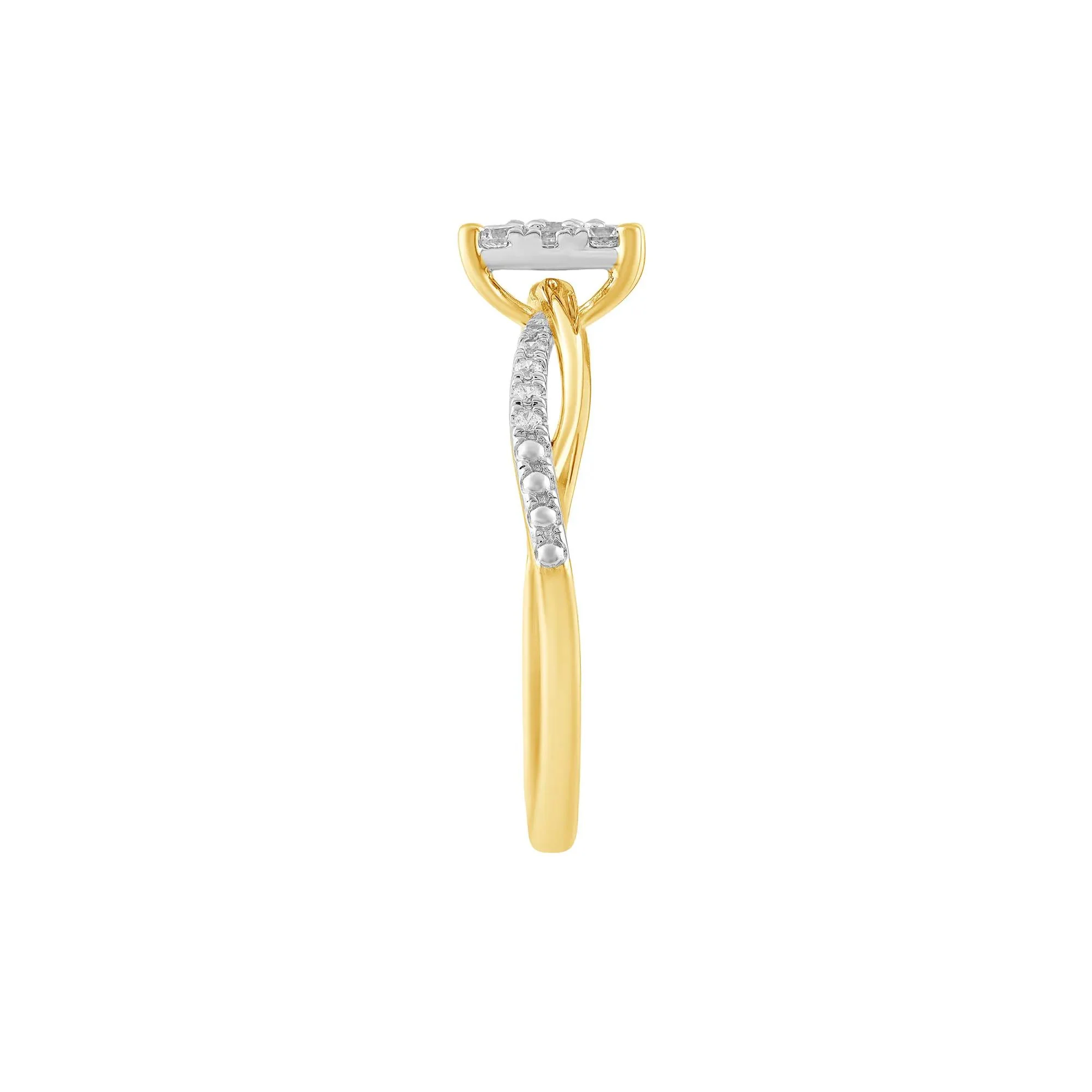 1/3 CT. Tw. Diamond Composite Promise Ring 10K Yellow and White Gold Size 6 - Image 3