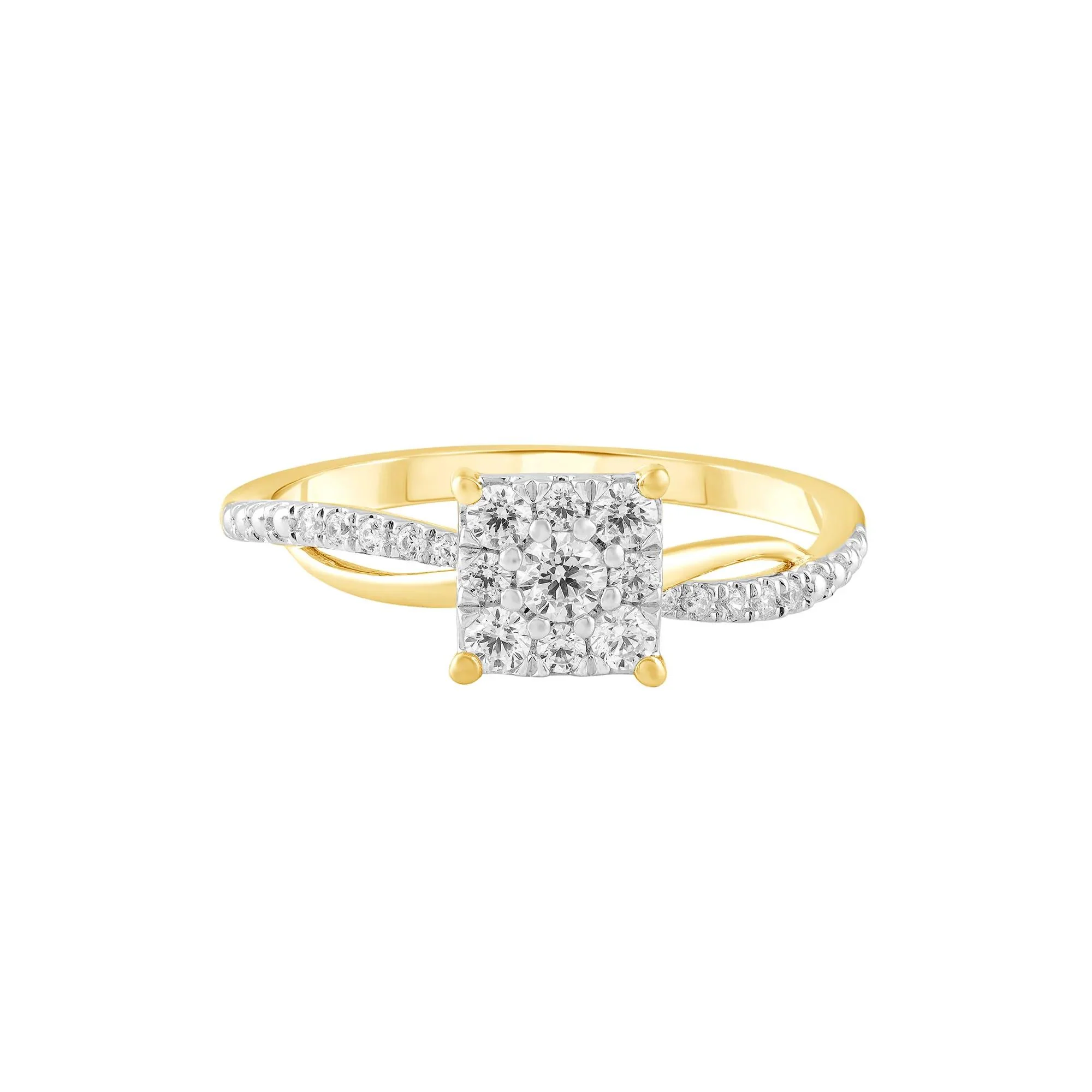 1/3 CT. Tw. Diamond Composite Promise Ring 10K Yellow and White Gold Size 8.5