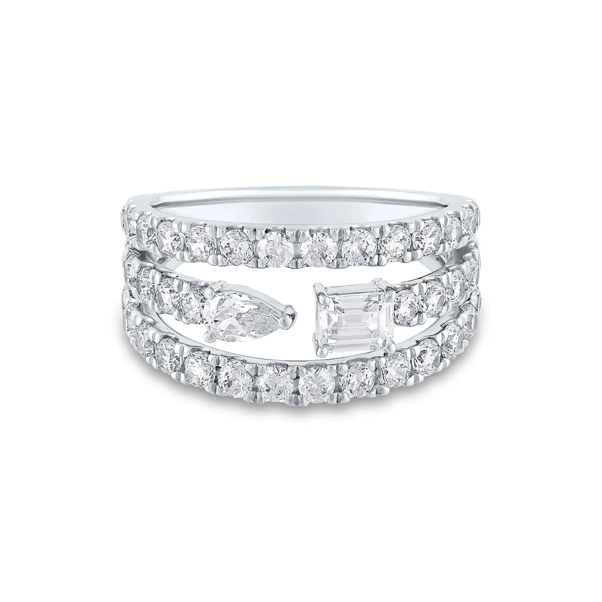 2 CT. Tw. Lab Grown Diamond Band Ring 14K White Gold Round Brilliant Cut Size 8.5 1.5mm