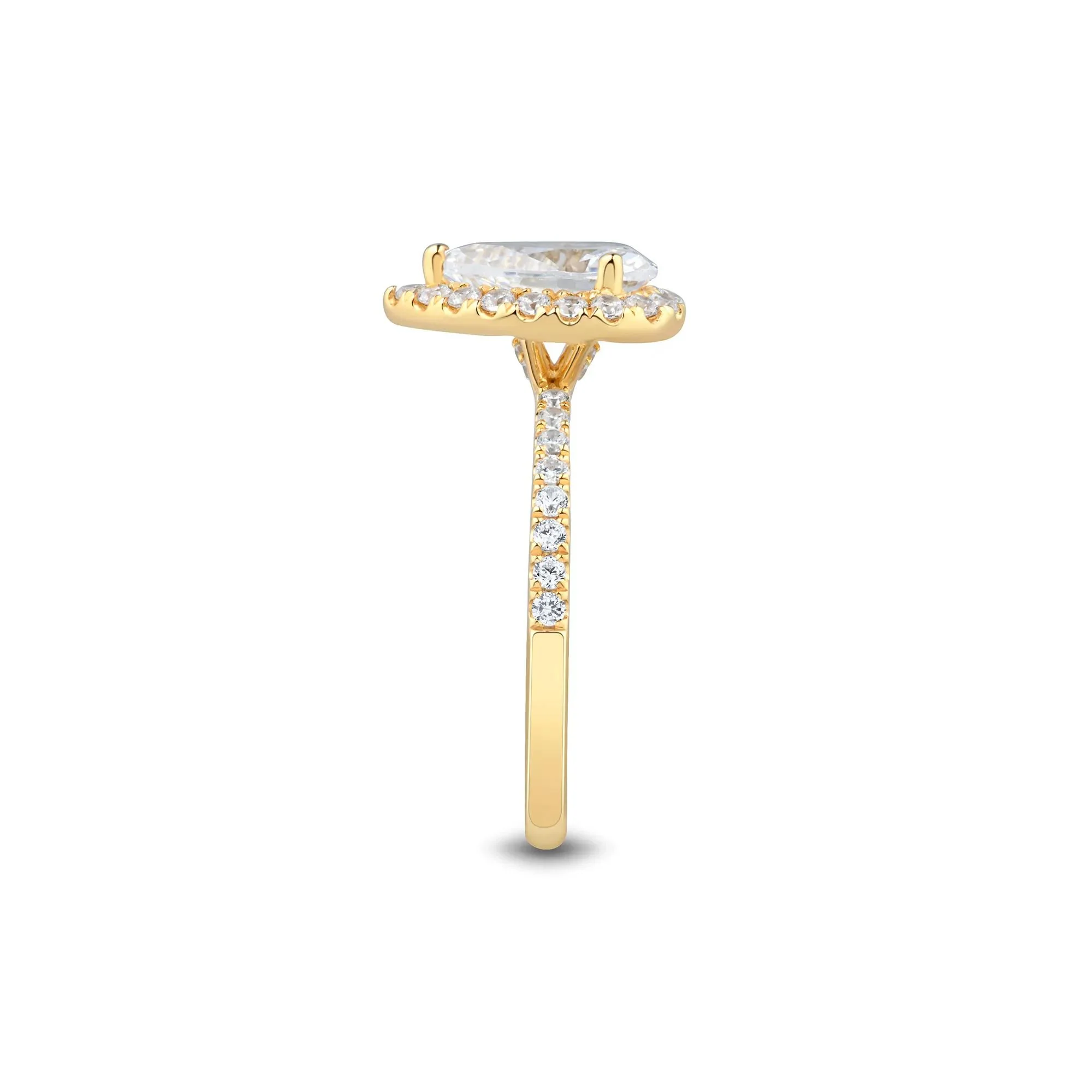 2 CT. Tw. Lab Grown Diamond Pear-Shaped Halo Engagement Ring 14K Yellow Gold Size 7.5 1.5mm - Image 3