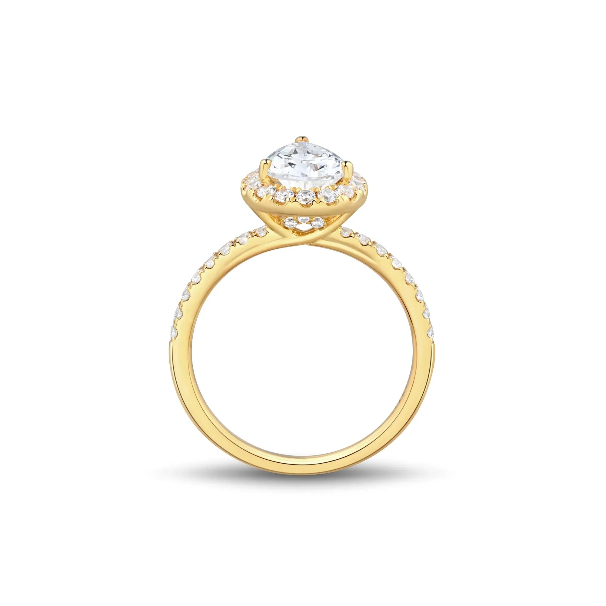 2 CT. Tw. Lab Grown Diamond Pear-Shaped Halo Engagement Ring 14K Yellow Gold Size 9 1.5mm - Image 2