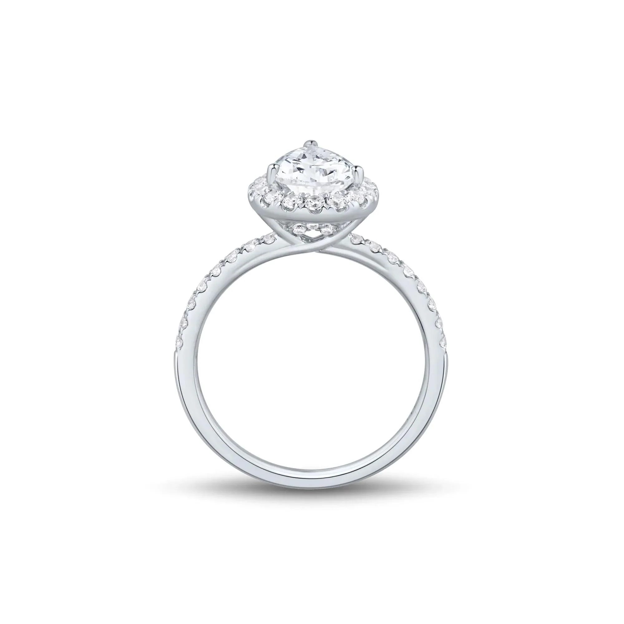 2 CT. Tw. Lab Grown Diamond Pear-Shaped Halo Engagement Ring 14K White Gold Size 7 1.5mm - Image 2