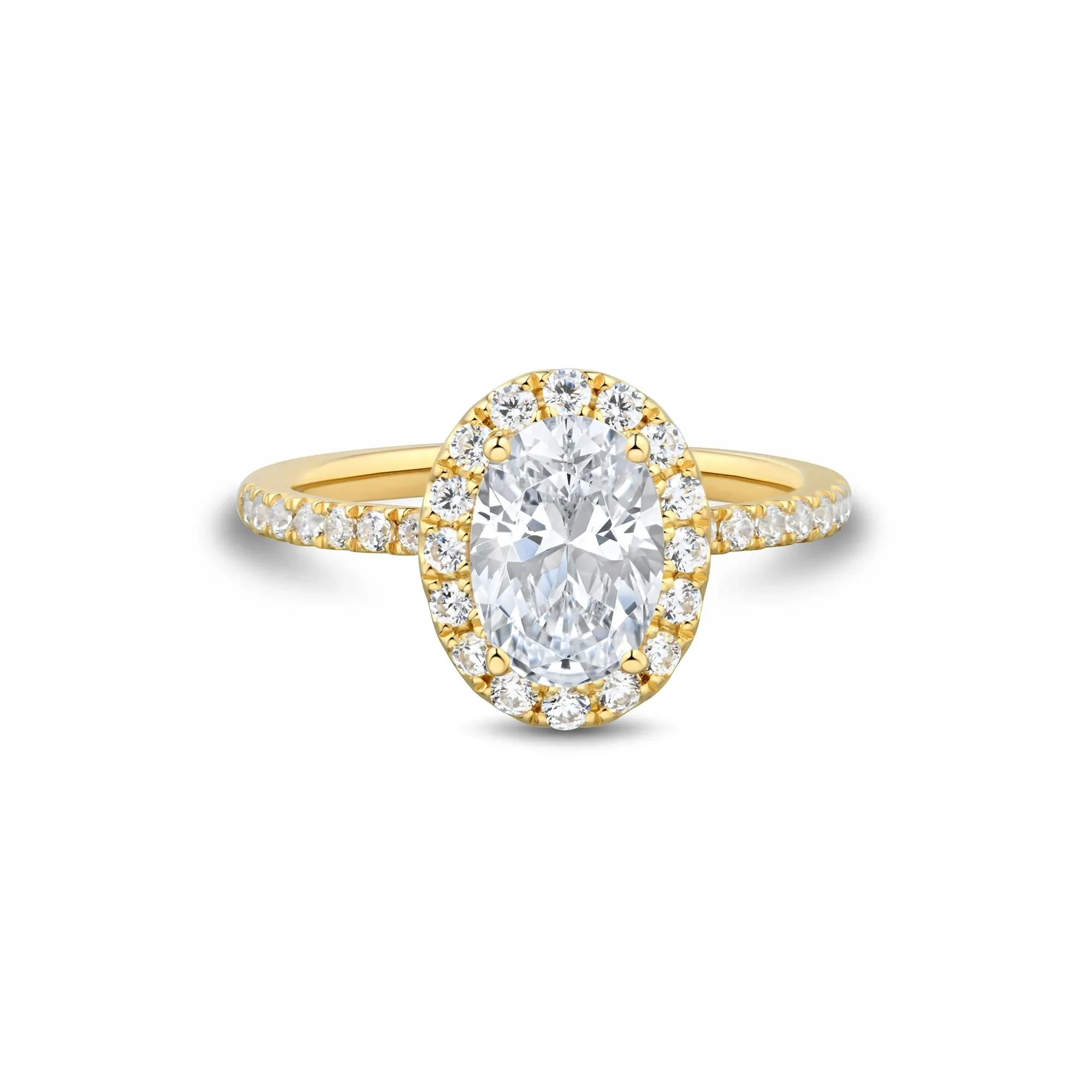2 CT. Tw. Lab Grown Diamond Oval Halo Engagement Ring 14K Yellow Gold Size 6 1.5mm
