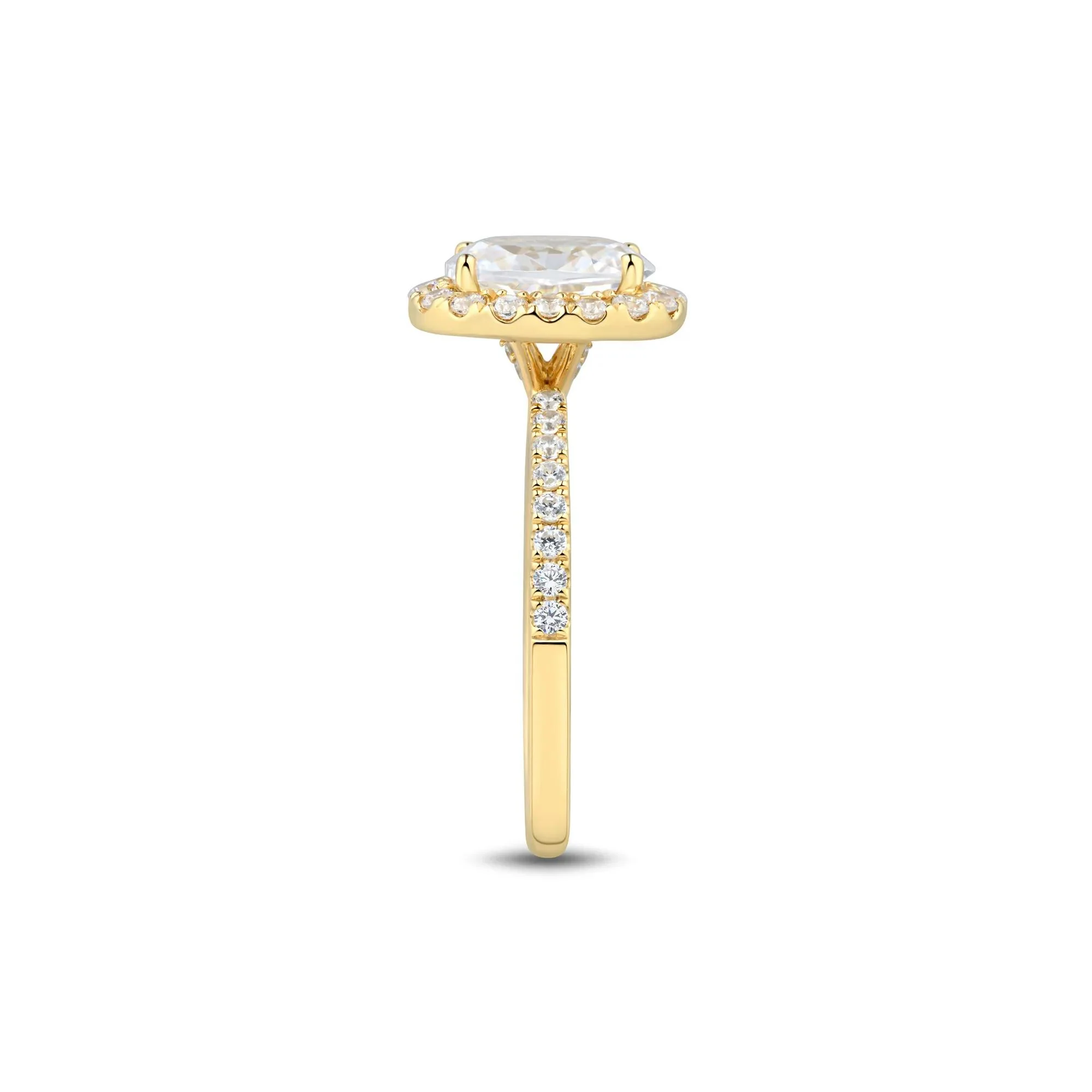 2 CT. Tw. Lab Grown Diamond Oval Halo Engagement Ring 14K Yellow Gold Size 6 1.5mm - Image 3