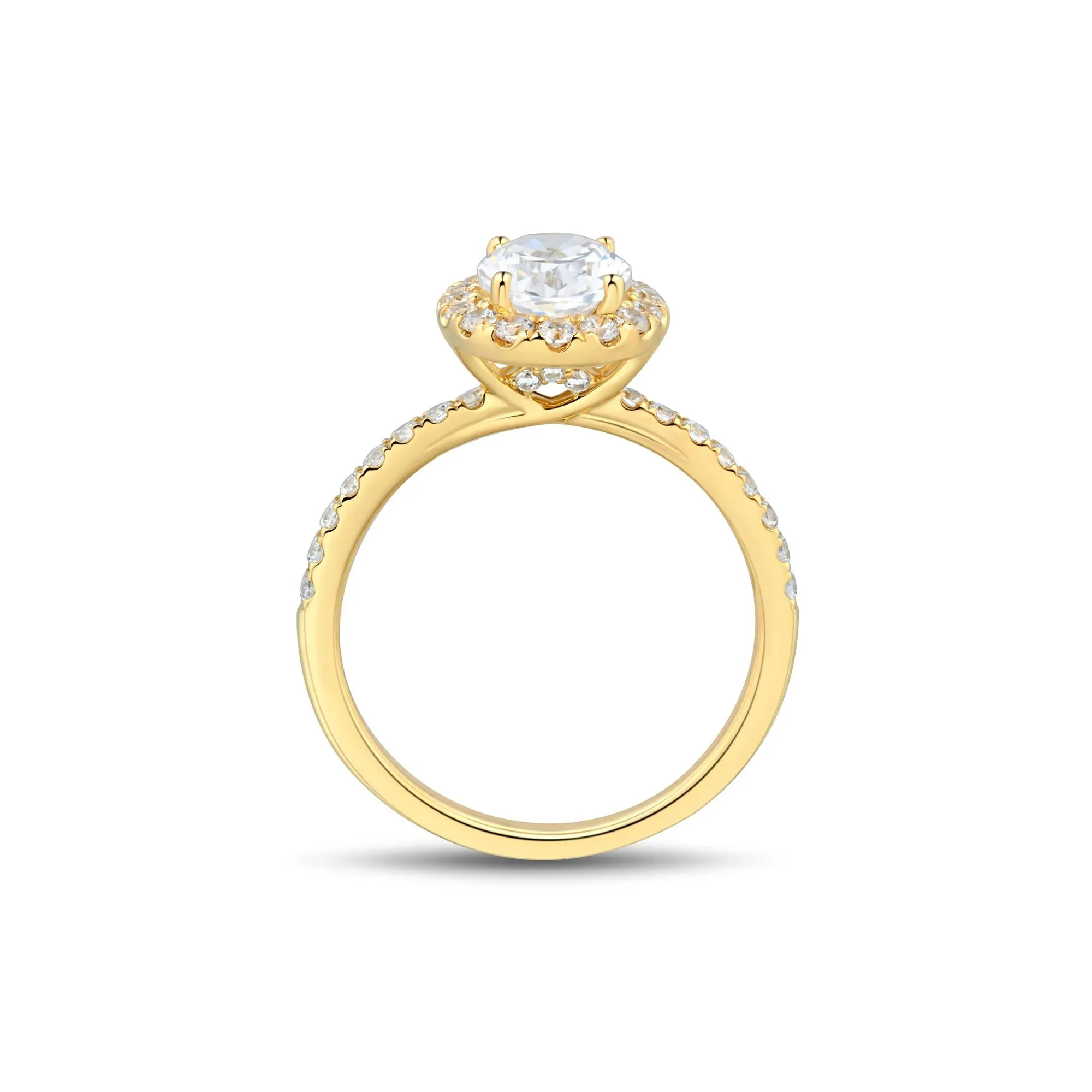 2 CT. Tw. Lab Grown Diamond Oval Halo Engagement Ring 14K Yellow Gold Size 8 1.5mm - Image 2