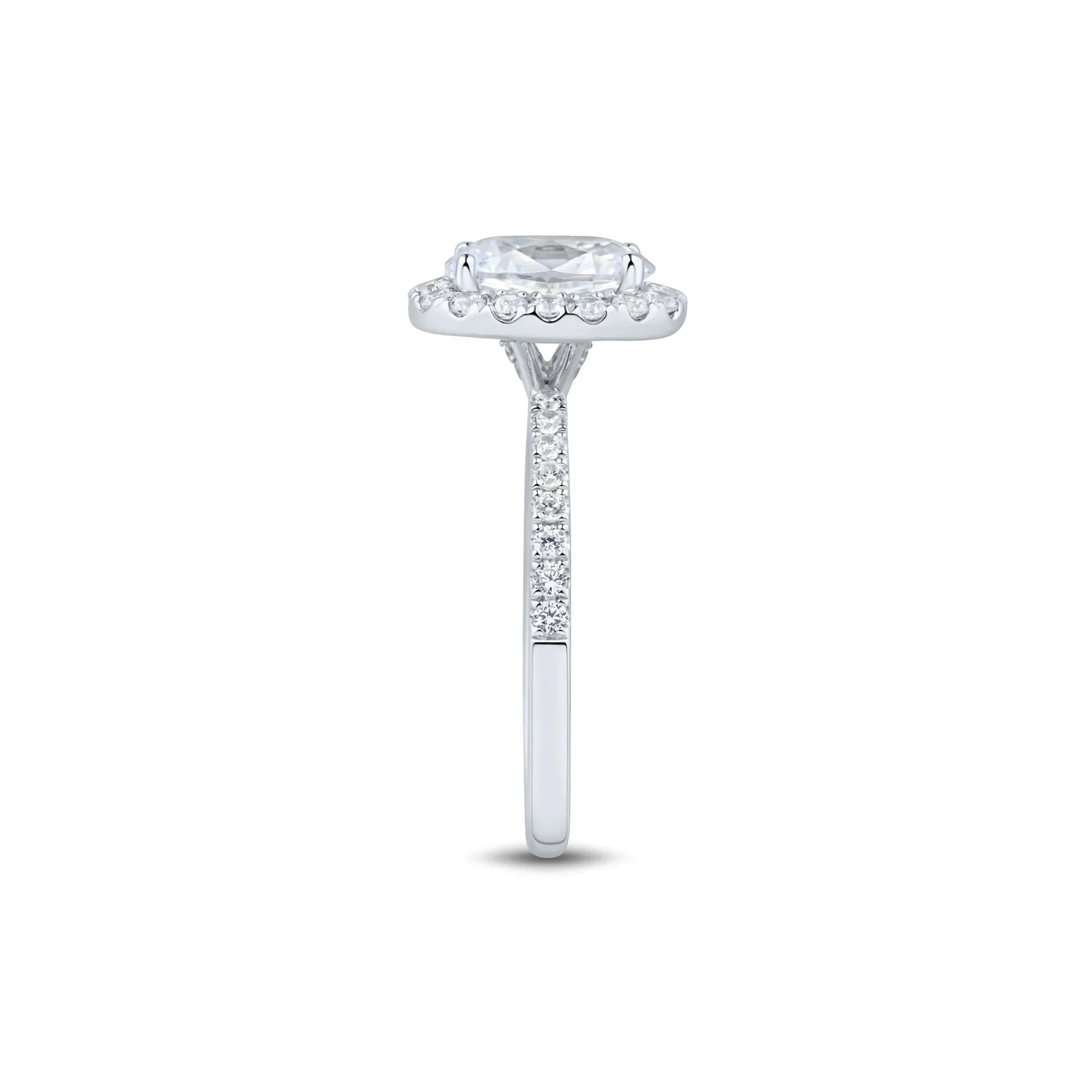 2 CT. Tw. Lab Grown Diamond Oval Halo Engagement Ring 14K White Gold Size 7.5 1.5mm - Image 3