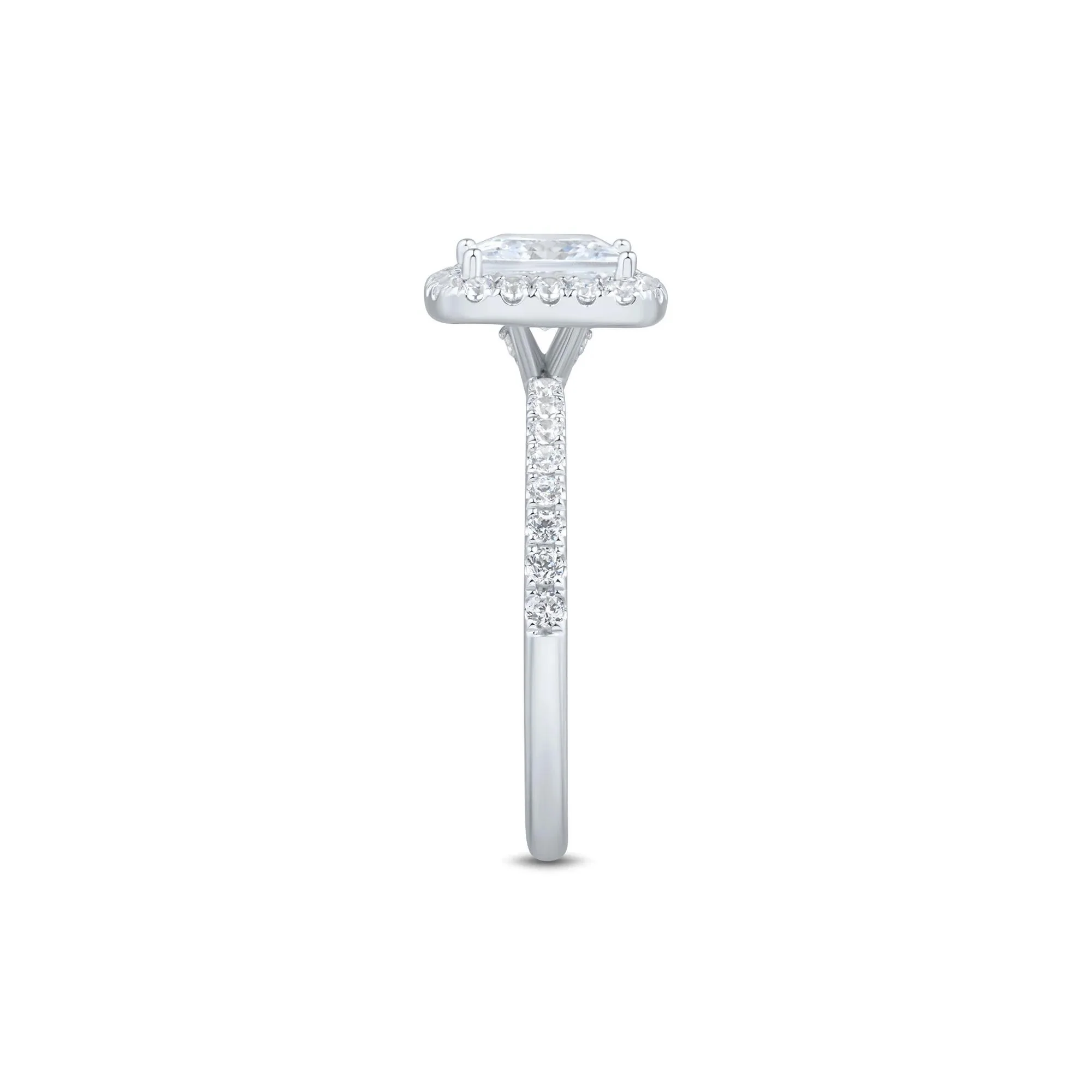2 CT. Tw. Lab Grown Diamond Princess-Cut Halo Engagement Ring 14K White Gold Round Brilliant Cut Size 6.5 1.5mm - Image 2
