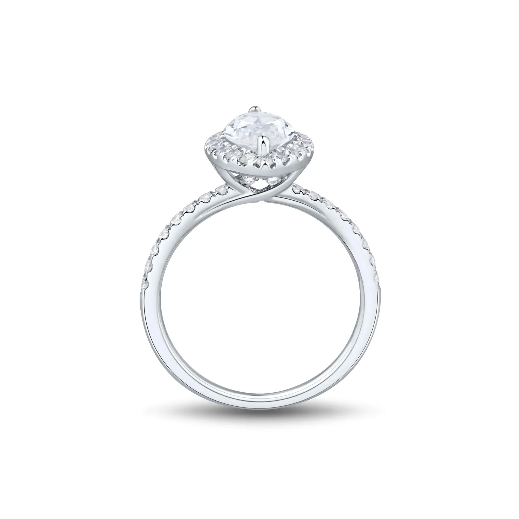 2 CT. Tw. Lab Grown Diamond Marquise-Cut Halo Engagement Ring 14K White Gold Size 8 1.5mm - Image 2