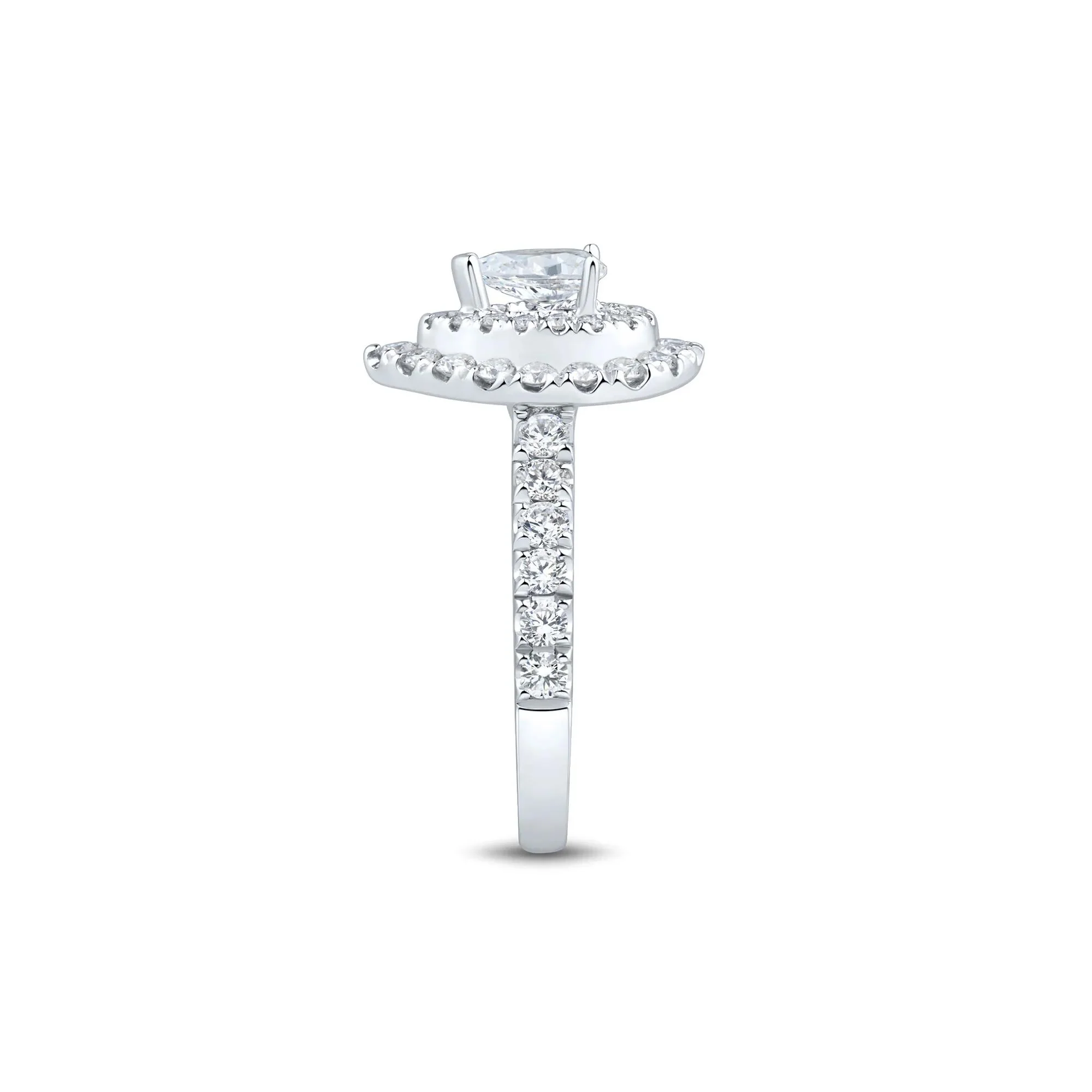 1/2 CT. Tw. Diamond Pear Halo Engagement Ring 10K White Gold Round Brilliant Cut Size 7.5 1mm - Image 2