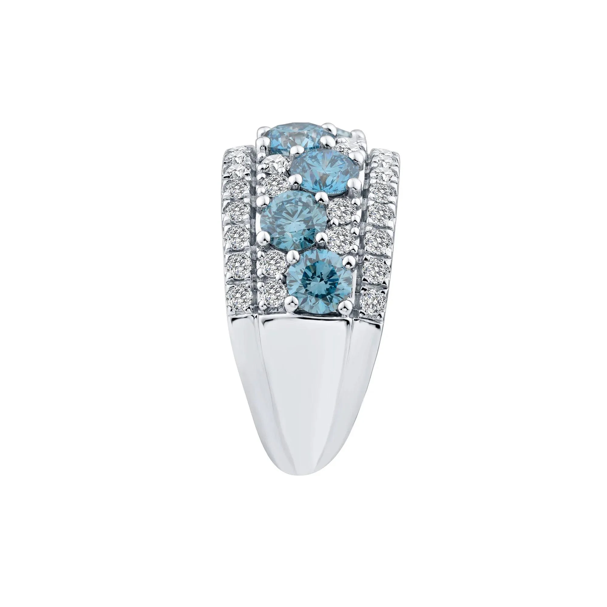 3 1/2 CT. Tw. Lab Grown Diamond Blue and White Band Ring 10K White Gold Round Brilliant Cut Size 6.5 2.5mm - Image 3
