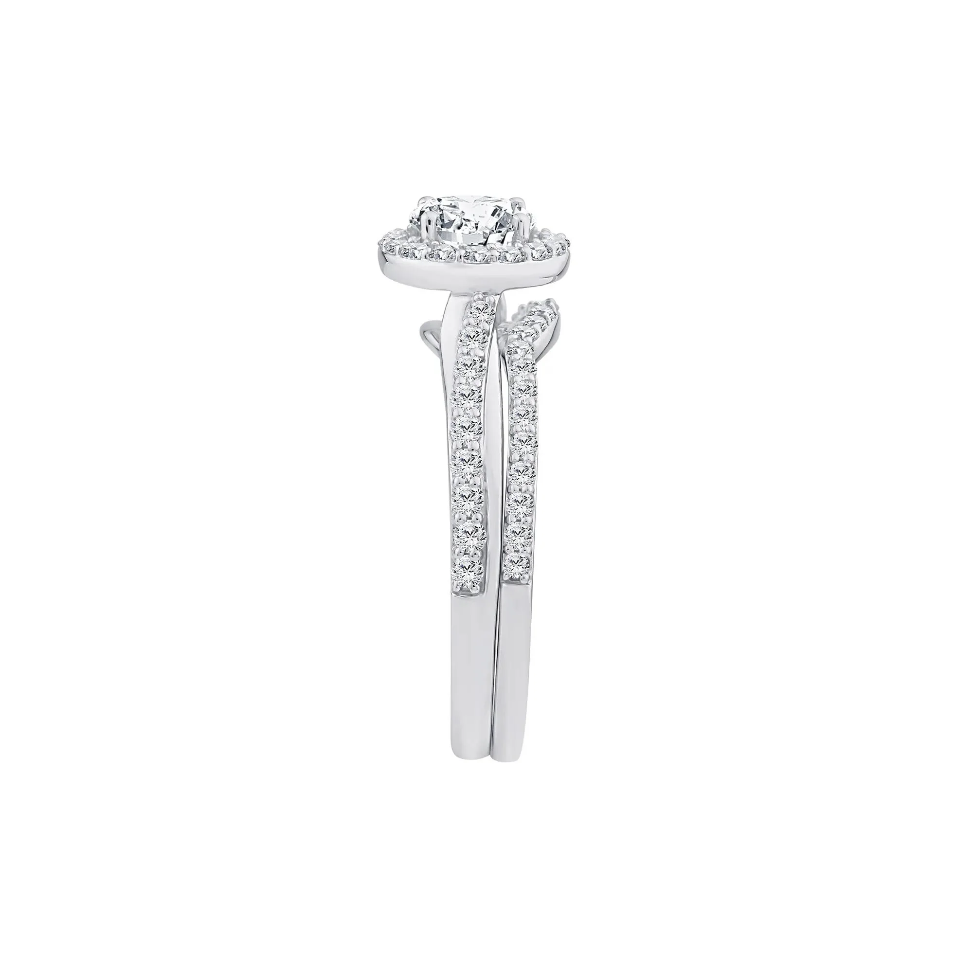 1/5 CT. Tw. Lab Grown Diamond Engagement Ring Set 10K White Gold Size 6.5 1mm - Image 3
