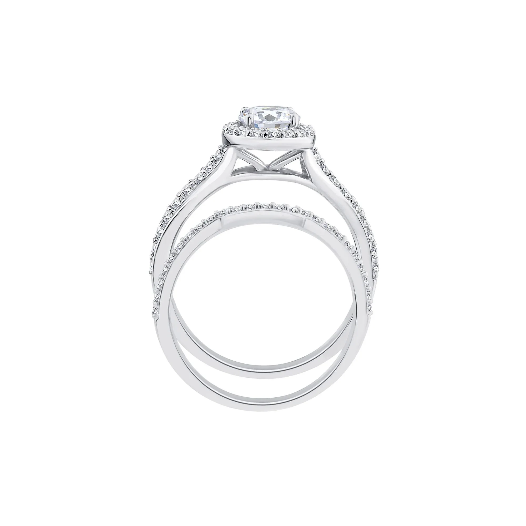 1/5 CT. Tw. Lab Grown Diamond Engagement Ring Set 10K White Gold Size 8.5 1mm - Image 2