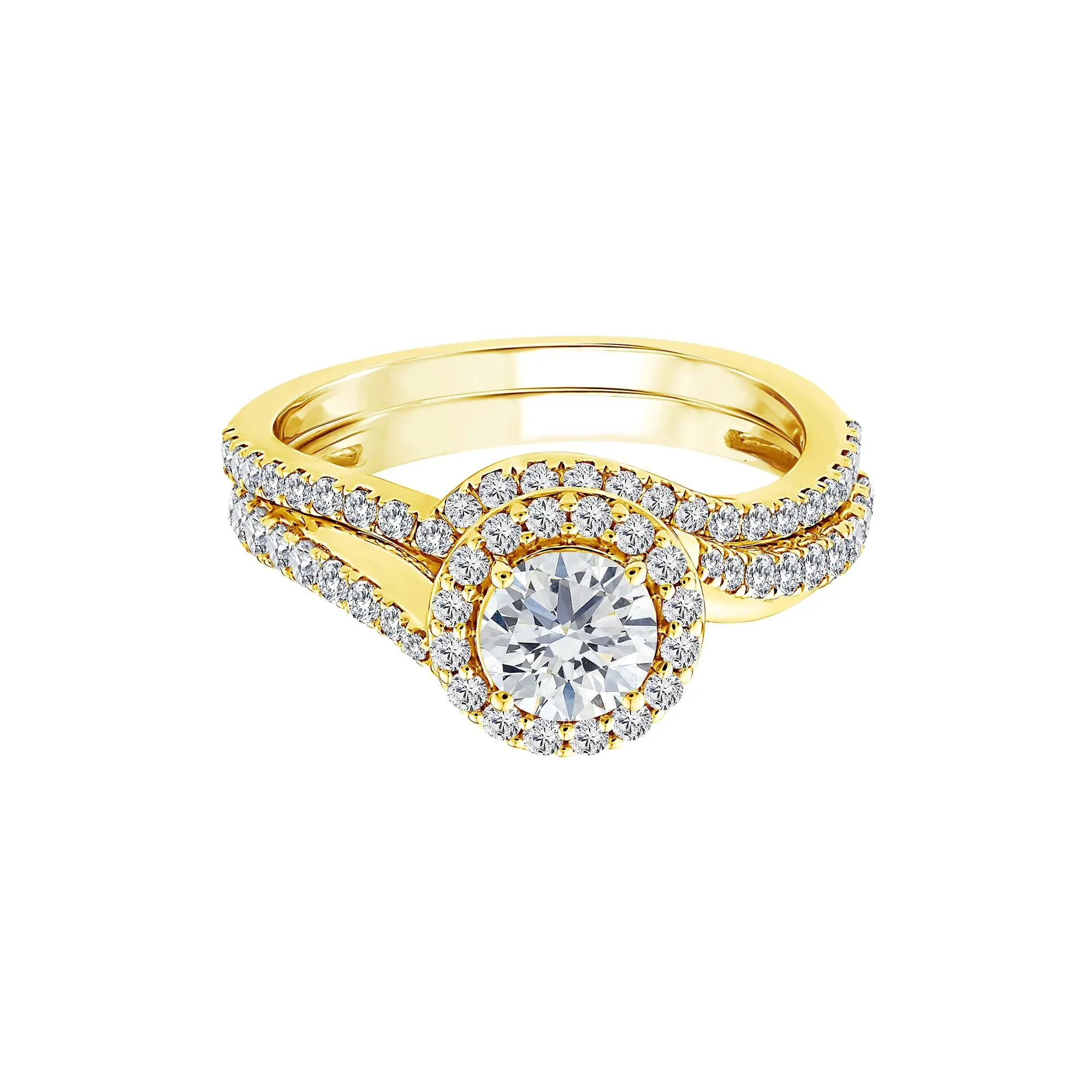 1/4 CT. Tw. Lab Grown Diamond Engagement Ring Set 10K Yellow Gold Size 6 1mm