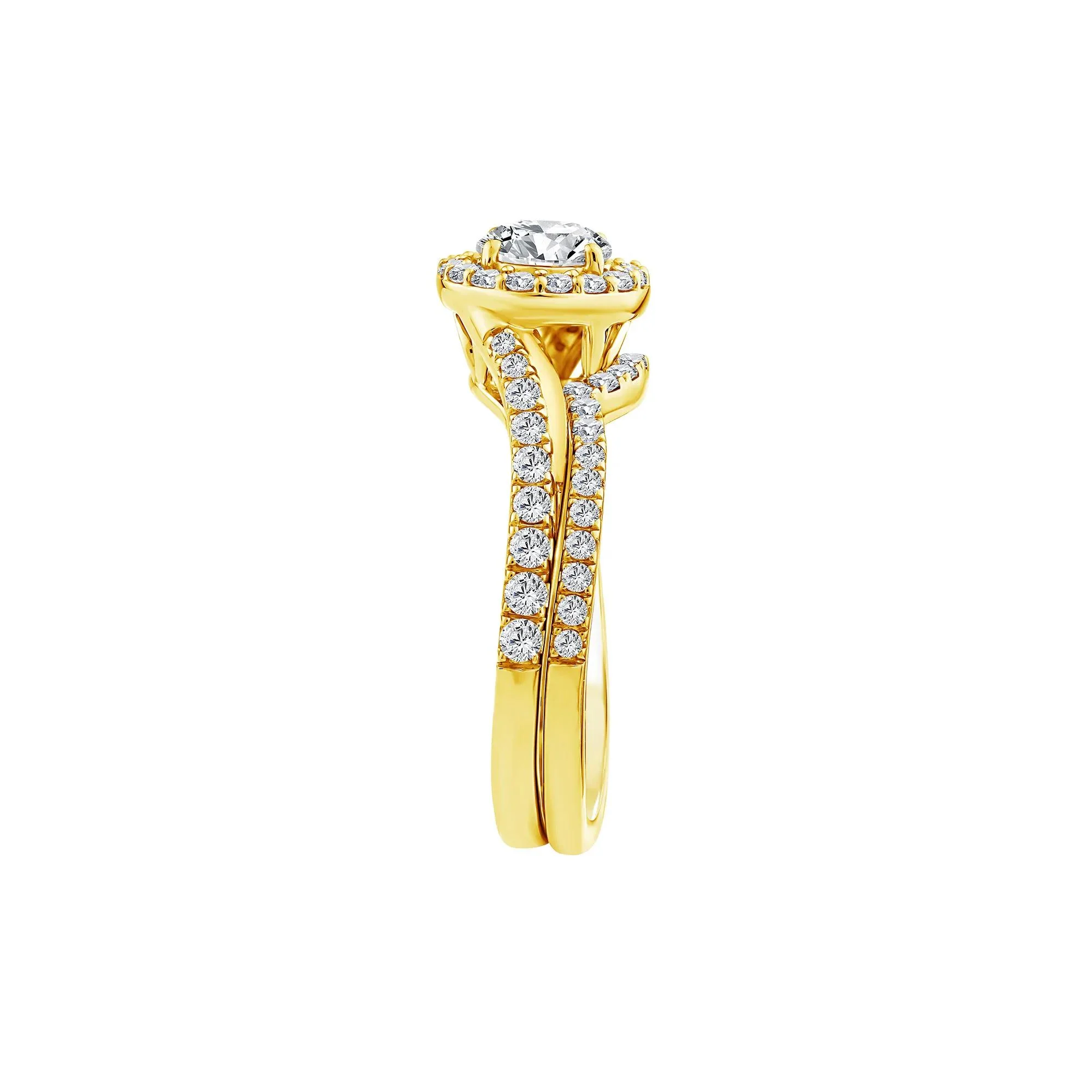 1/4 CT. Tw. Lab Grown Diamond Engagement Ring Set 10K Yellow Gold Size 7 1mm - Image 3