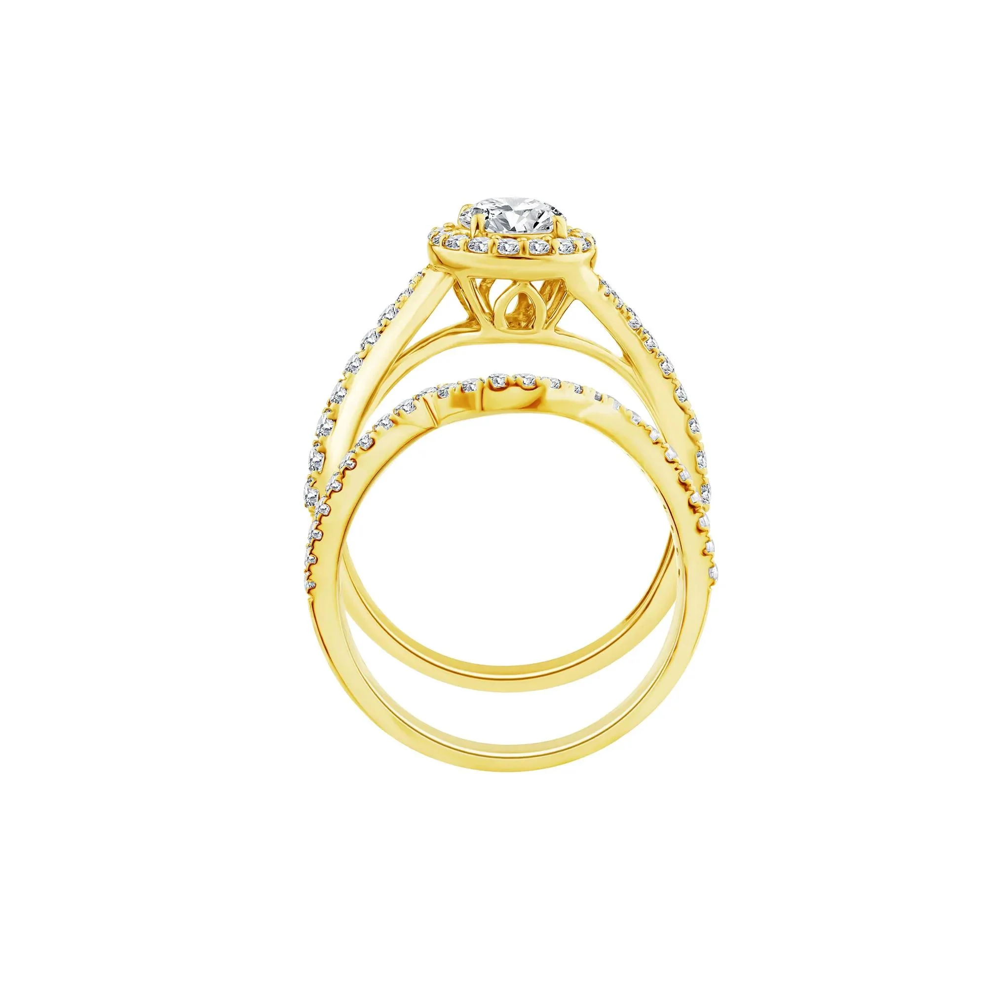 1/4 CT. Tw. Lab Grown Diamond Engagement Ring Set 10K Yellow Gold Size 8 1mm - Image 2