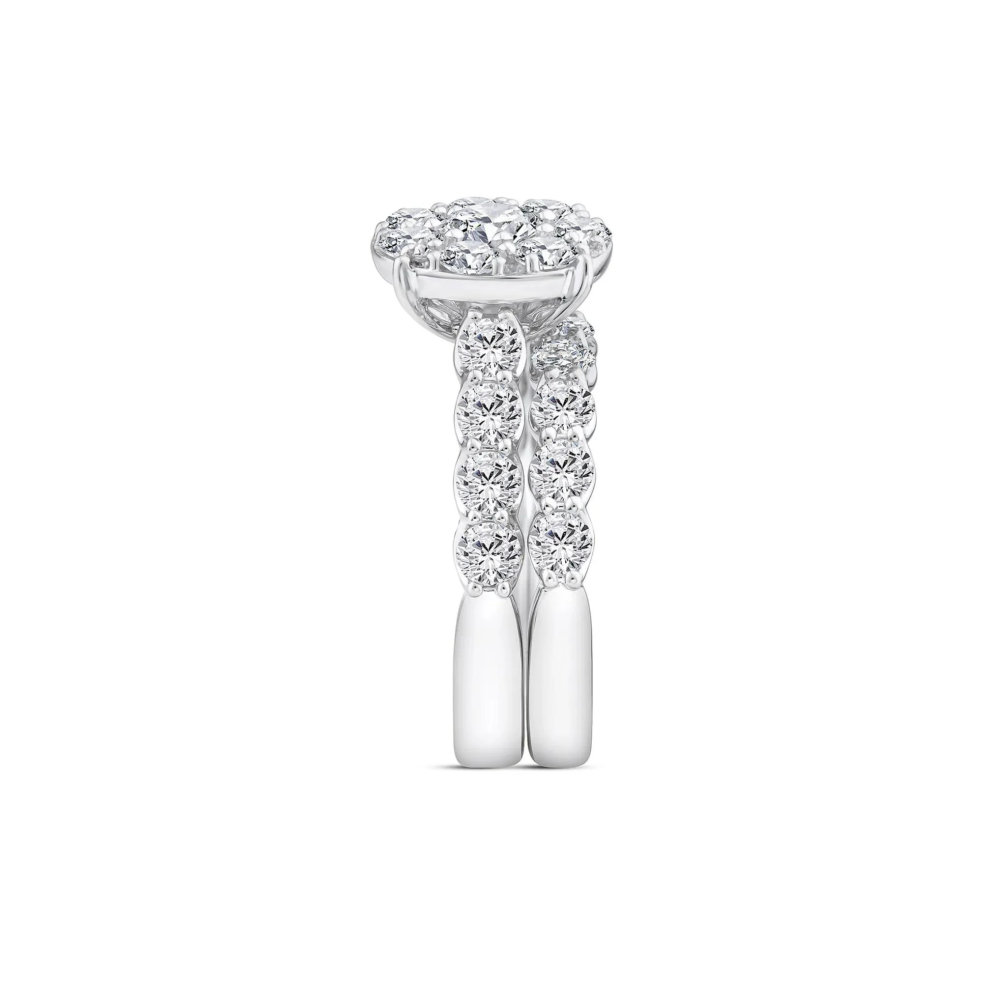 3 CT. Tw. Diamond Composite Engagement Ring Set 10K White Gold Size 6 1.5mm - Image 3