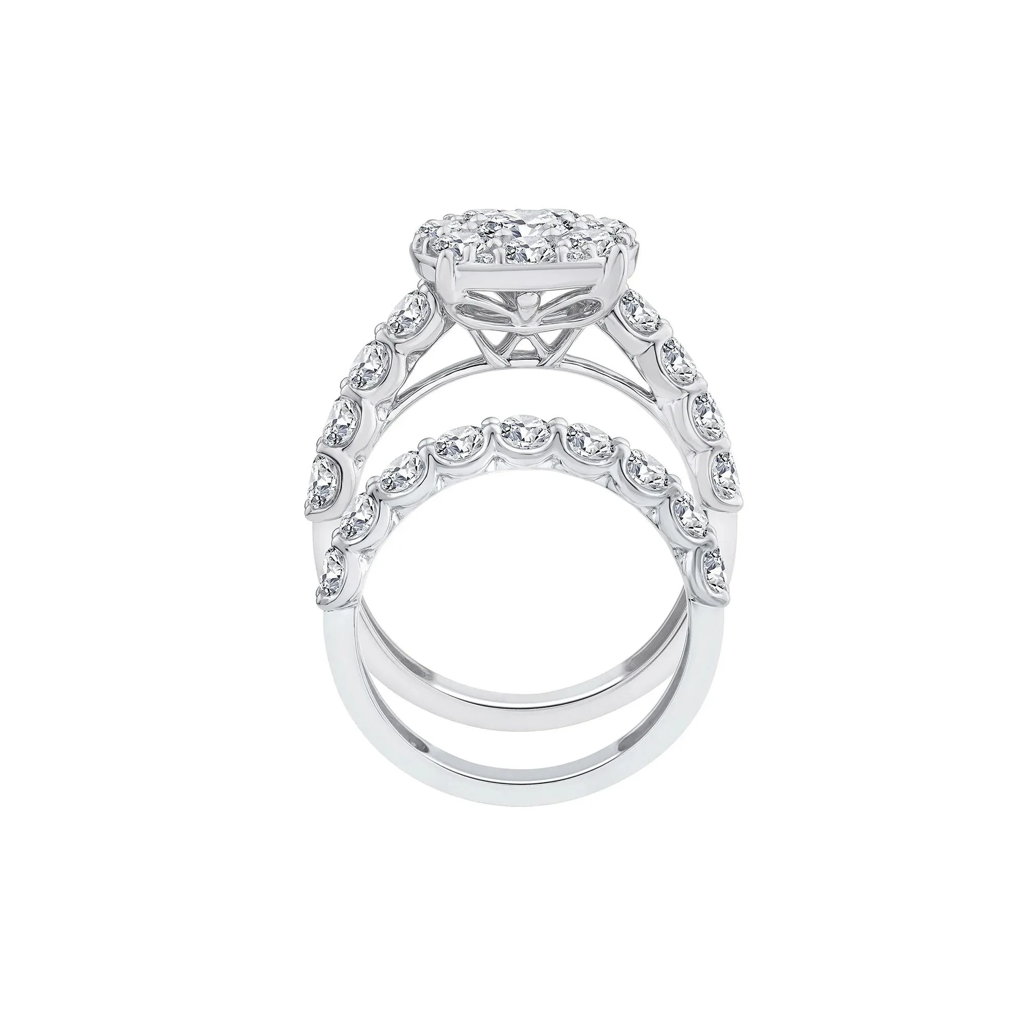3 CT. Tw. Diamond Composite Engagement Ring Set 10K White Gold Size 8 1.5mm - Image 2