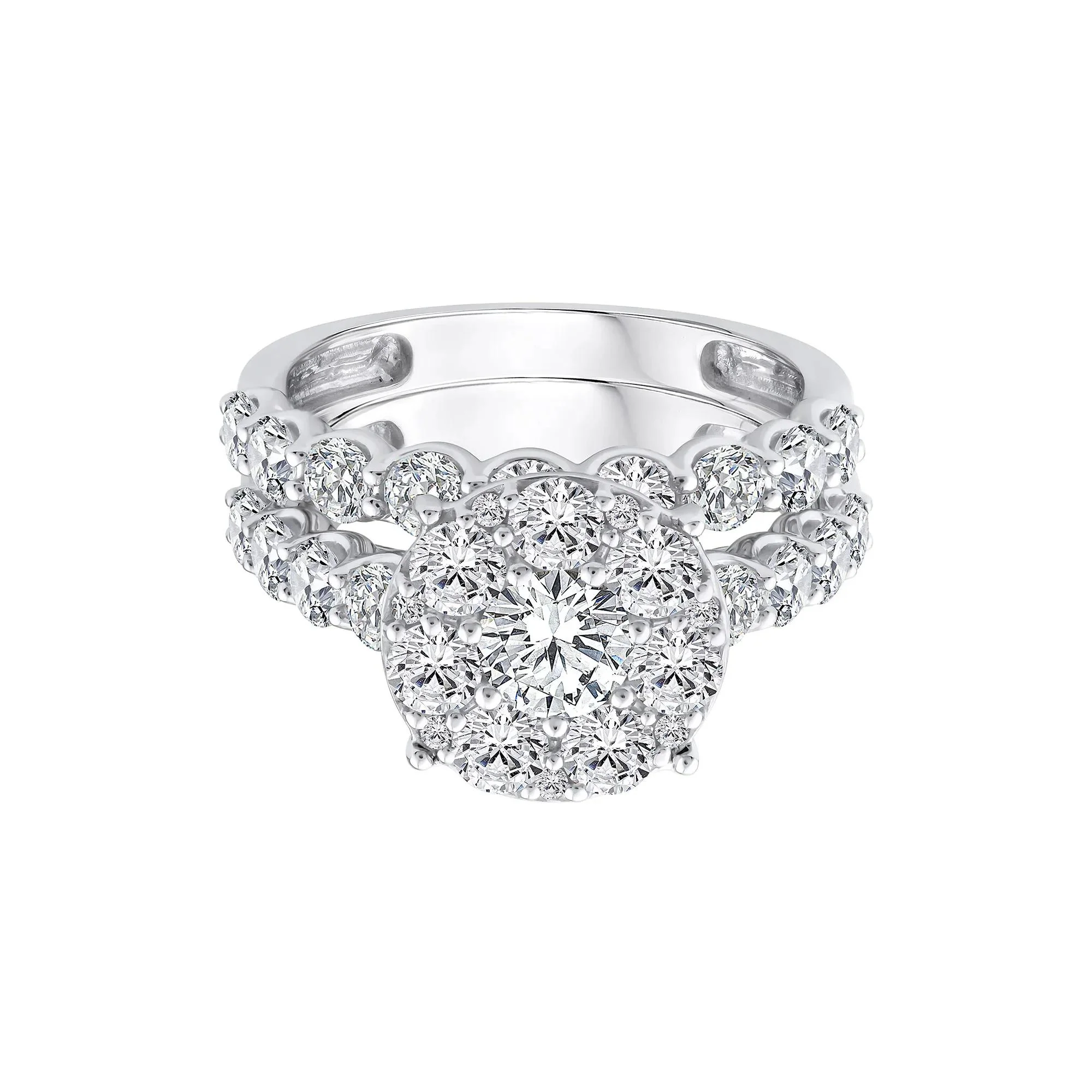 3 CT. Tw. Diamond Composite Engagement Ring Set 10K White Gold Size 8.5 1.5mm