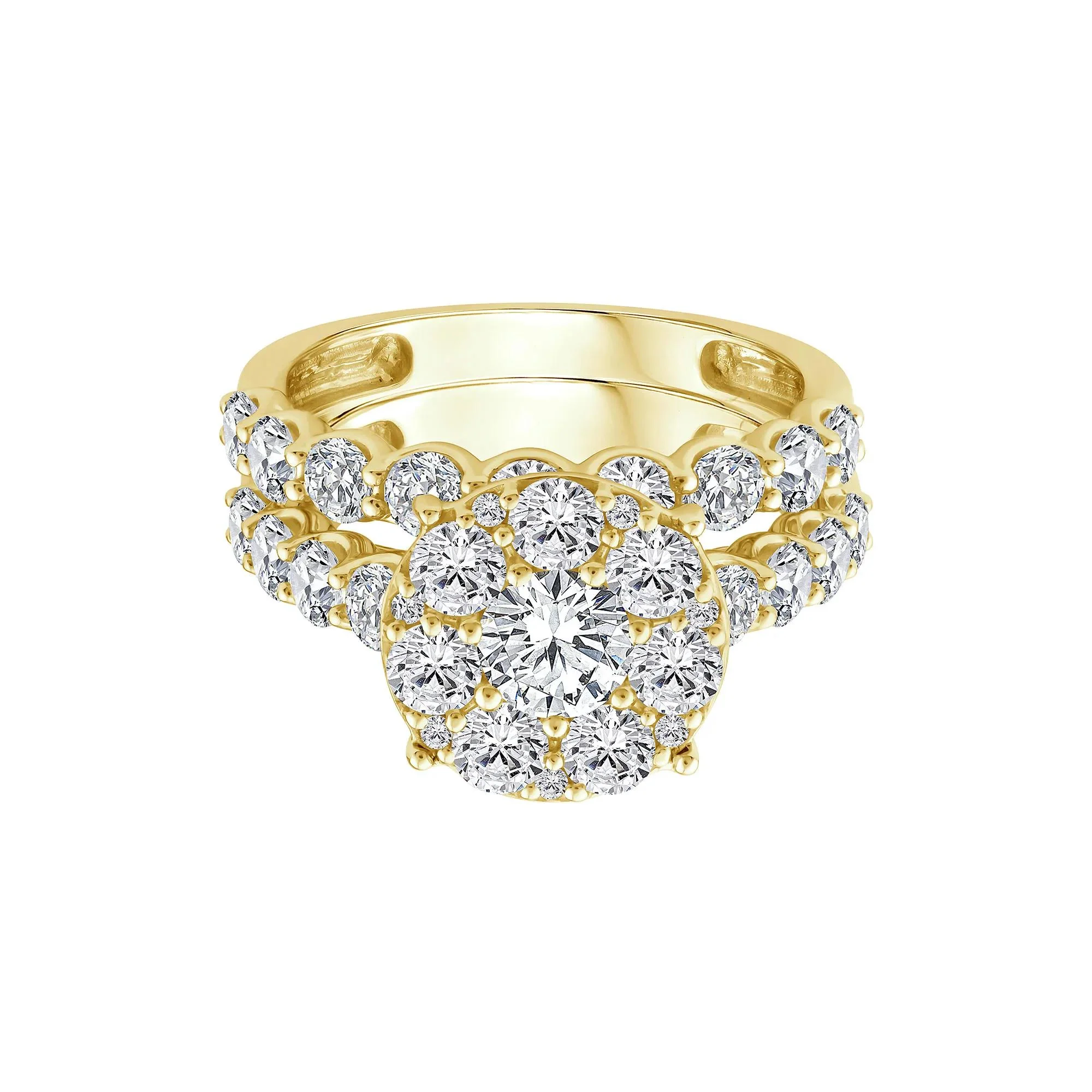 3 CT. Tw. Diamond Composite Engagement Ring Set 10K Yellow Gold Size 8 1.5mm