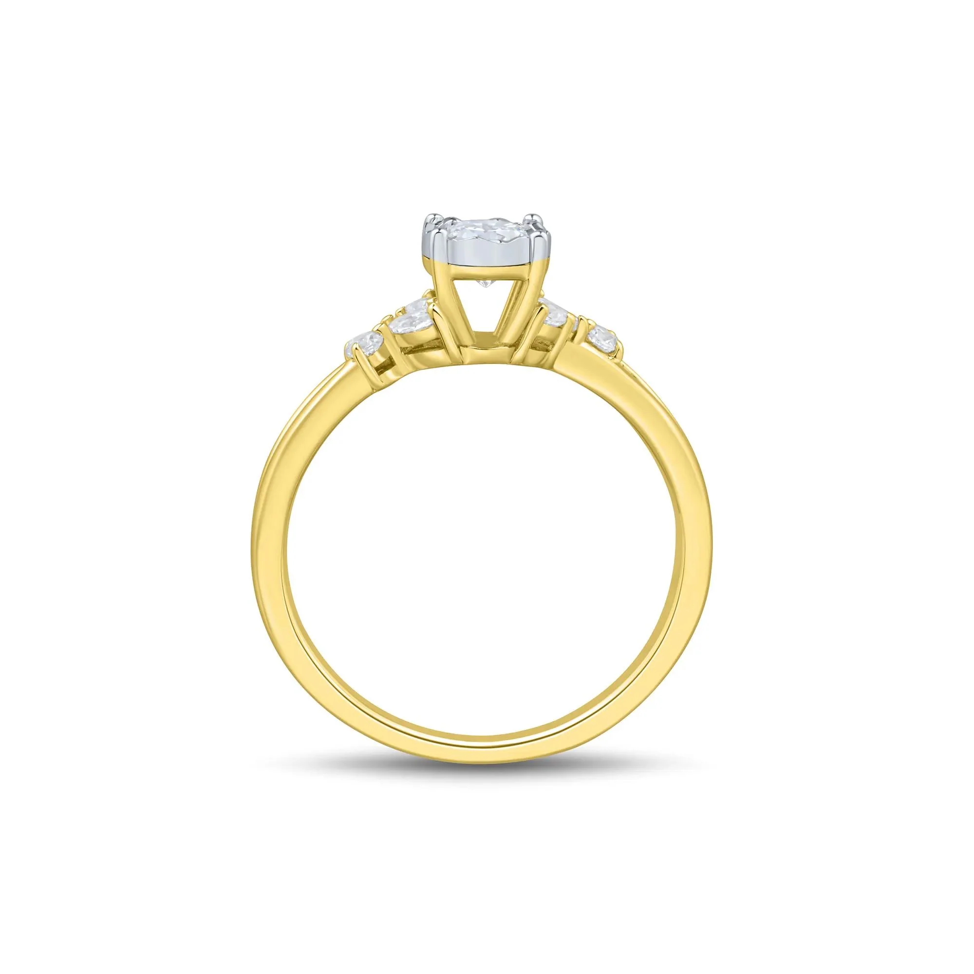 1/2 CT. Tw. Lab Grown Diamond Promise Ring 10K Yellow and White Gold Size 6.5 1mm - Image 3