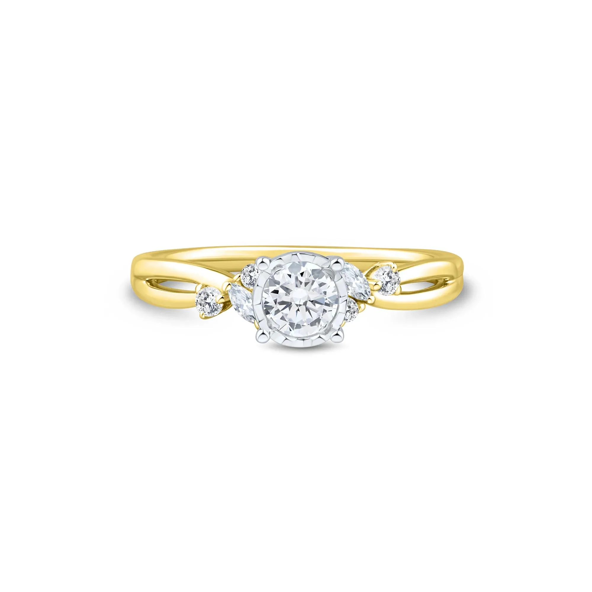 1/2 CT. Tw. Lab Grown Diamond Promise Ring 10K Yellow and White Gold Size 8.5 1mm