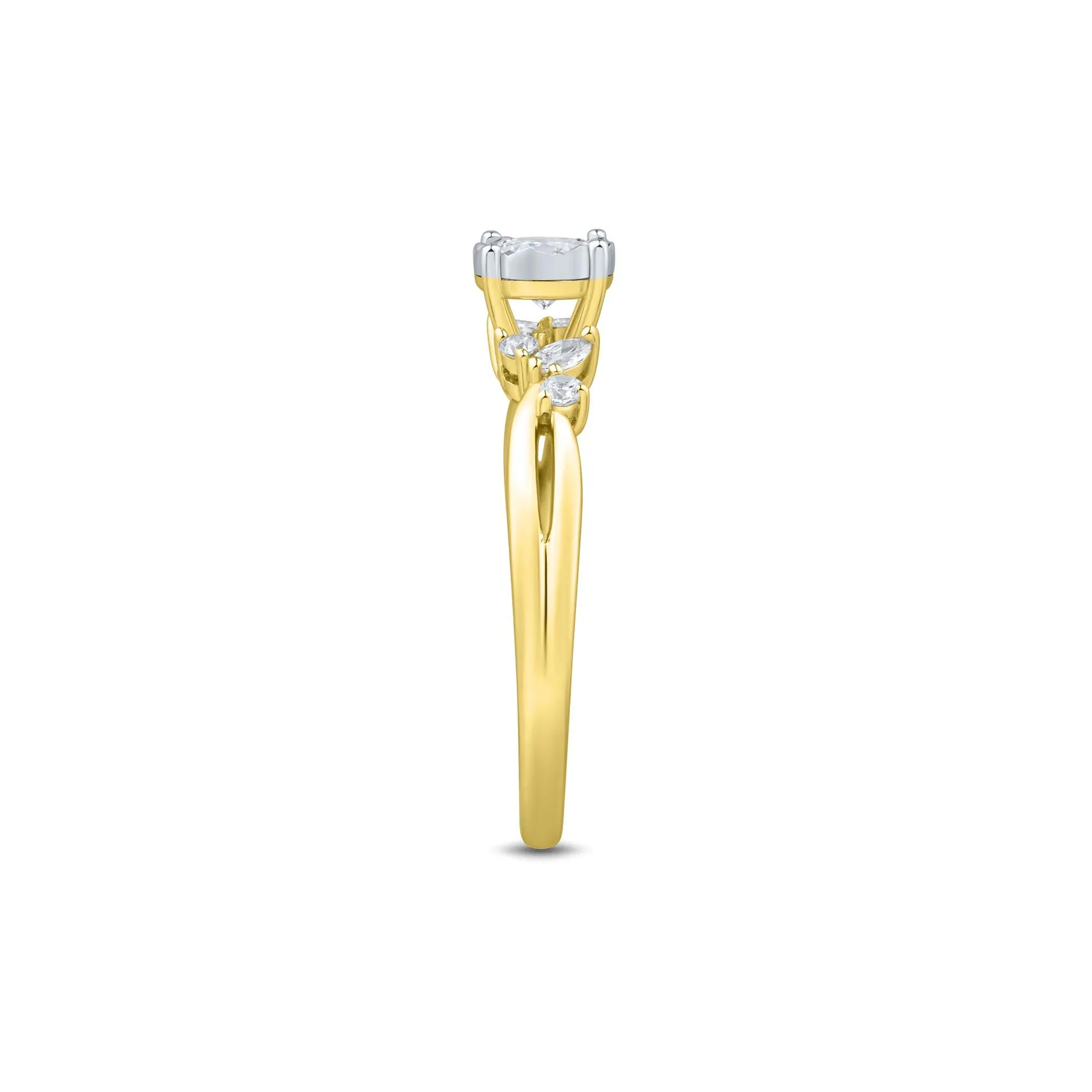 1/2 CT. Tw. Lab Grown Diamond Promise Ring 10K Yellow and White Gold Size 8.5 1mm - Image 2
