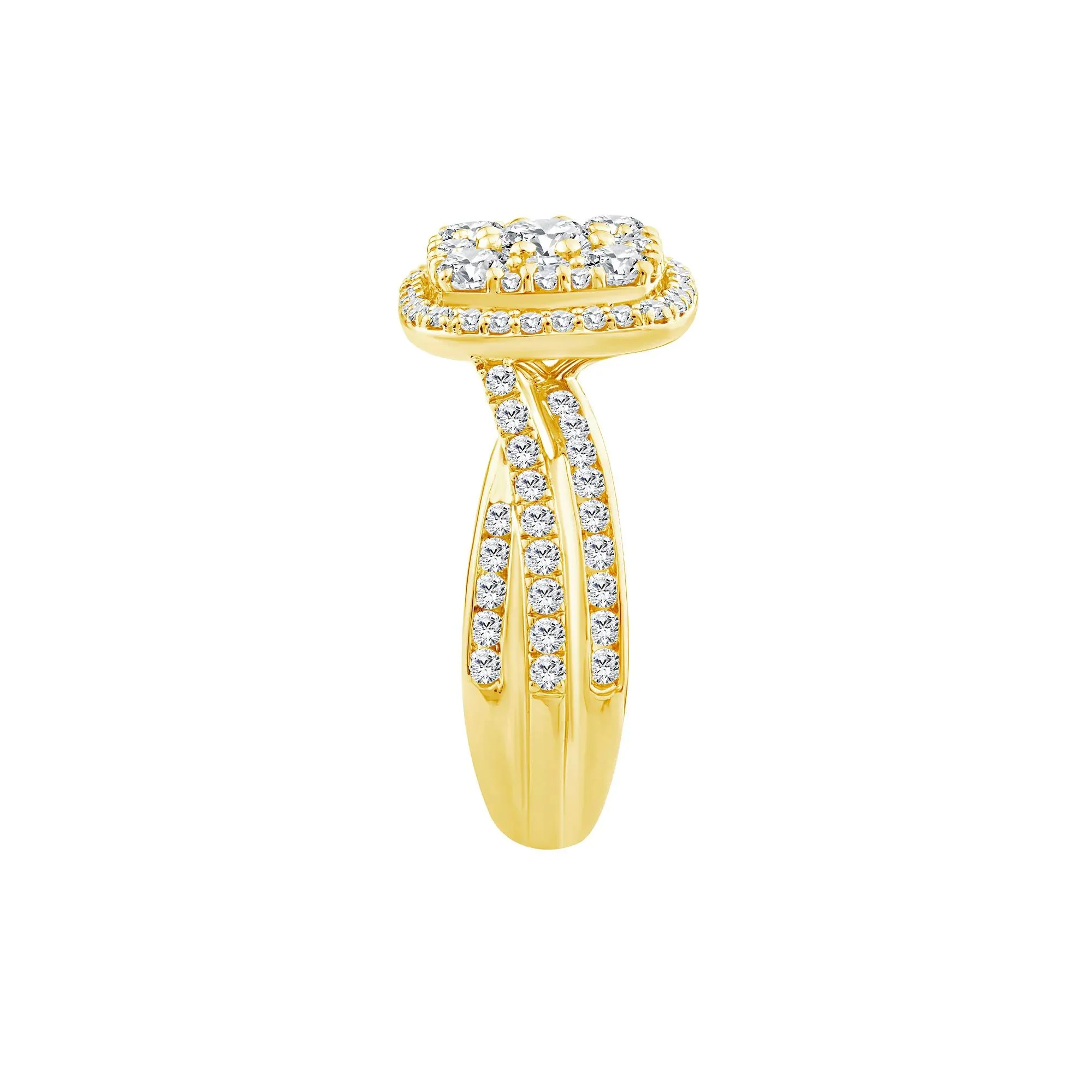 2 CT. Tw. Diamond Composite Engagement Ring 10K Yellow Gold Size 7.5 3mm - Image 3