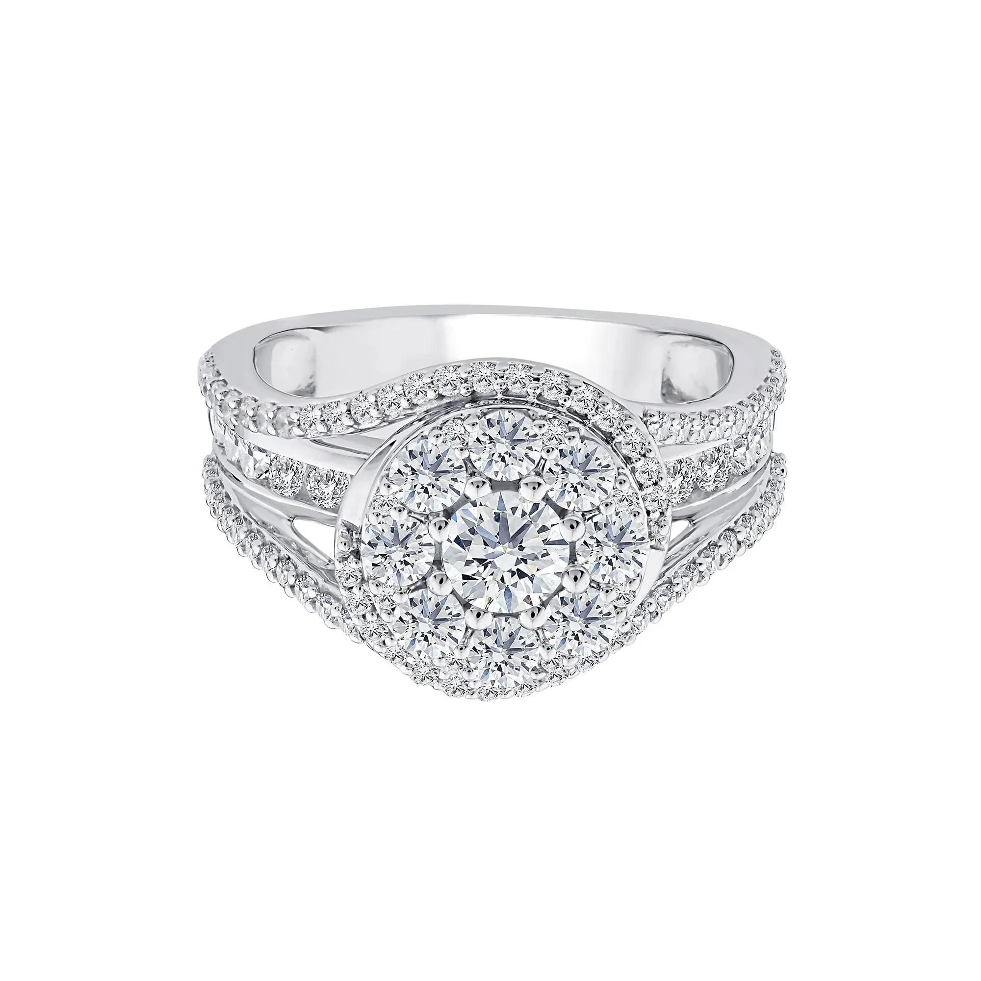 1 3/4 CT. Tw. Diamond Composite Engagement Ring 10K White Gold Round Brilliant Cut Size 7 2.5mm