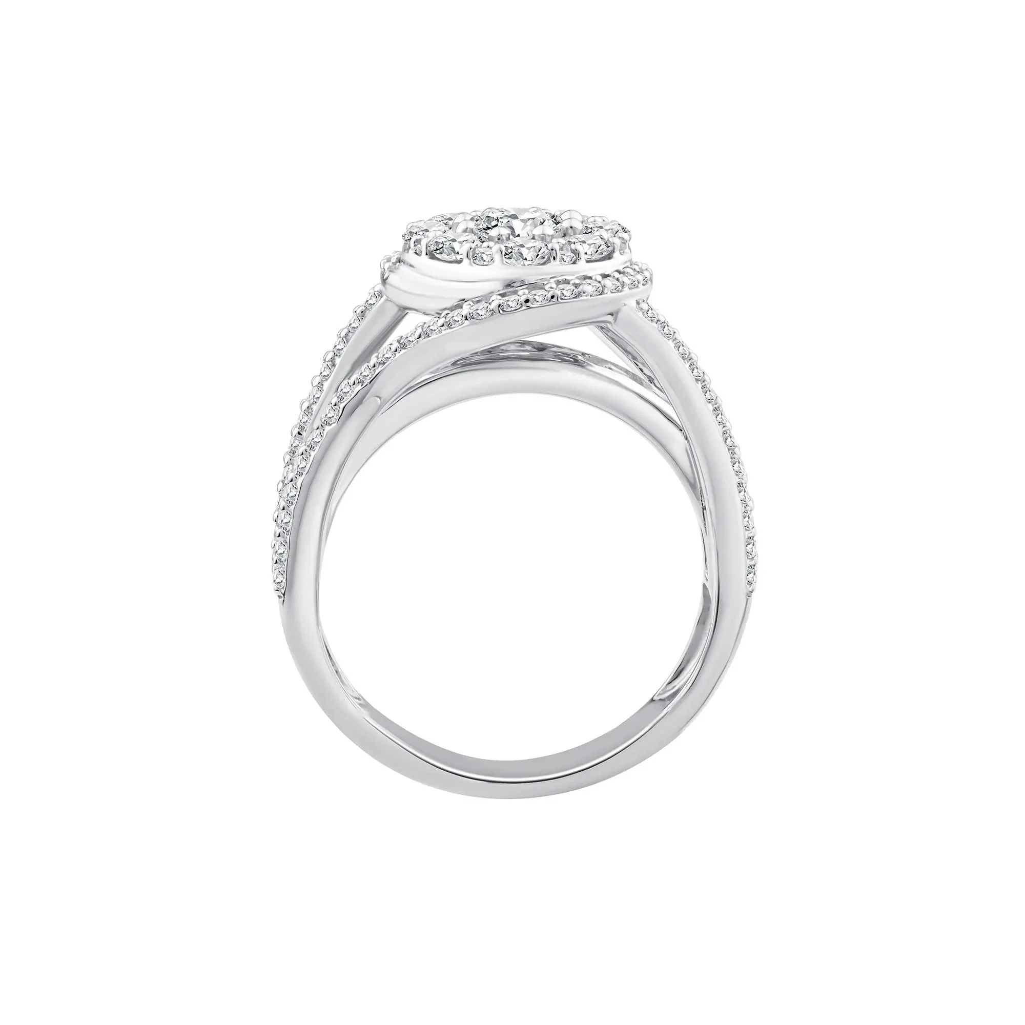 1 3/4 CT. Tw. Diamond Composite Engagement Ring 10K White Gold Round Brilliant Cut Size 9 2.5mm - Image 2