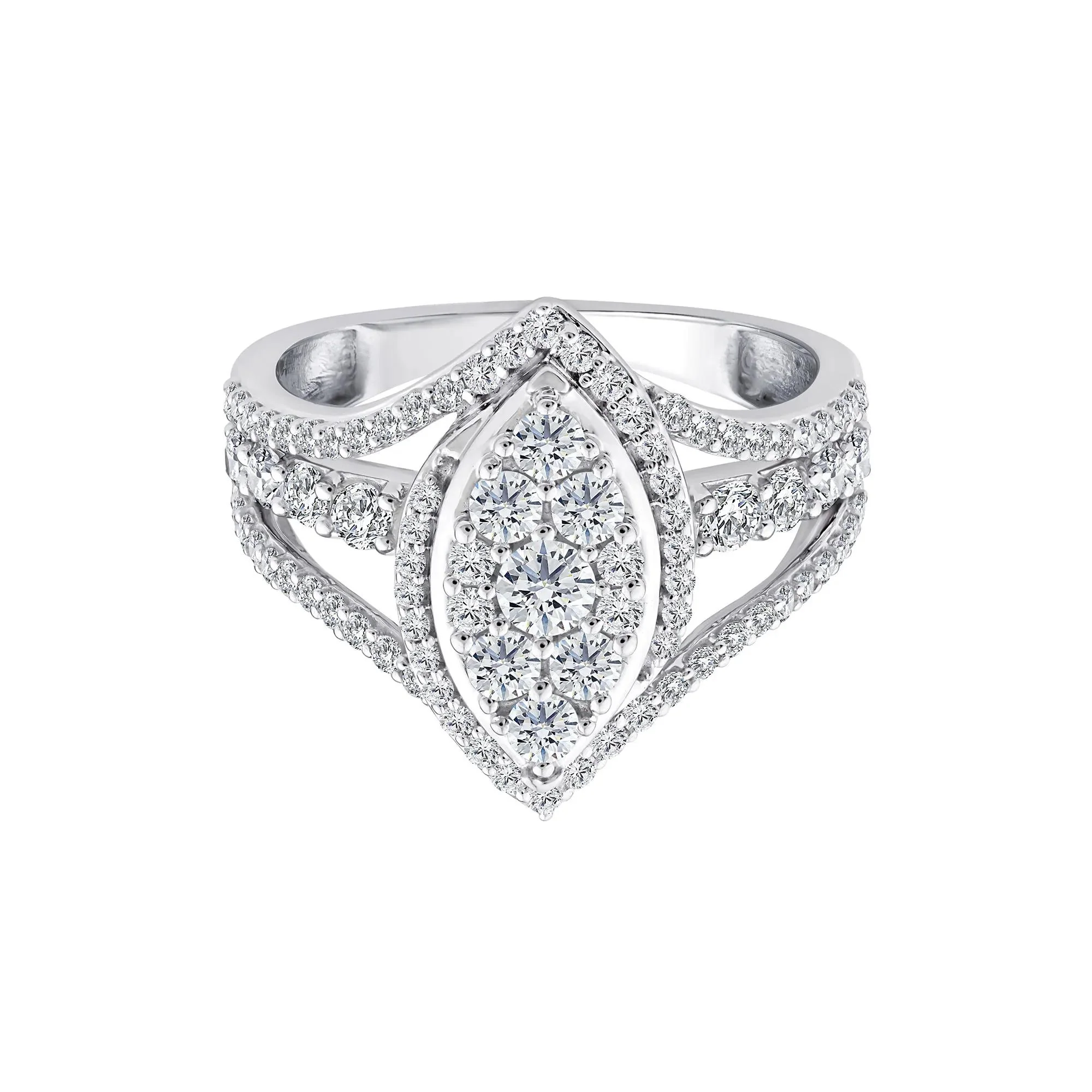 1/2 CT. Tw. Diamond Composite Engagement Ring 10K White Gold Size 6 2mm