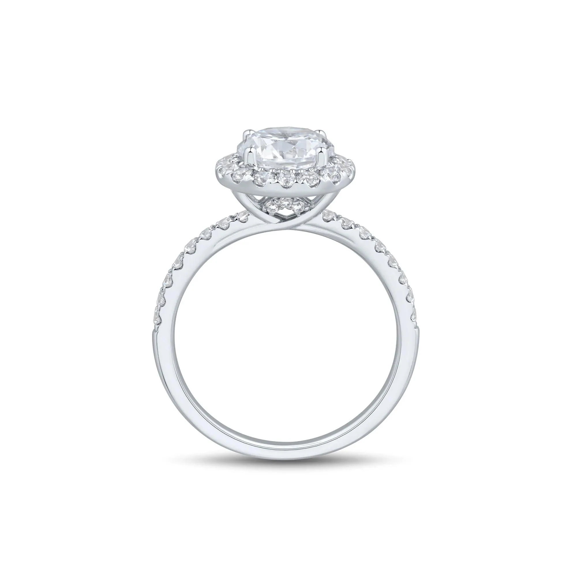 2 CT. Tw. Lab Grown Diamond Halo Engagement Ring 14K White Gold Size 7 1mm - Image 2