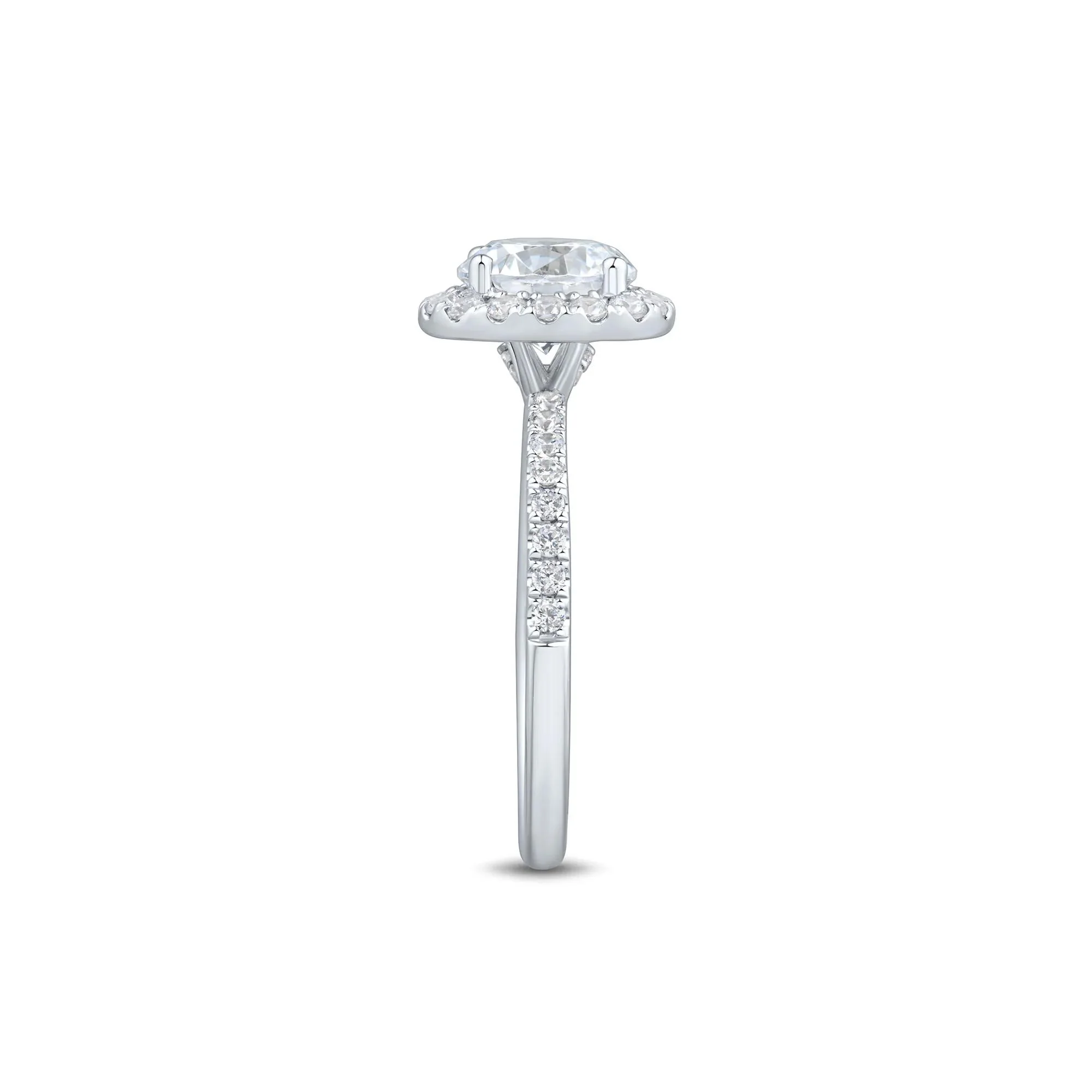 2 CT. Tw. Lab Grown Diamond Halo Engagement Ring 14K White Gold Size 7.5 1mm - Image 3
