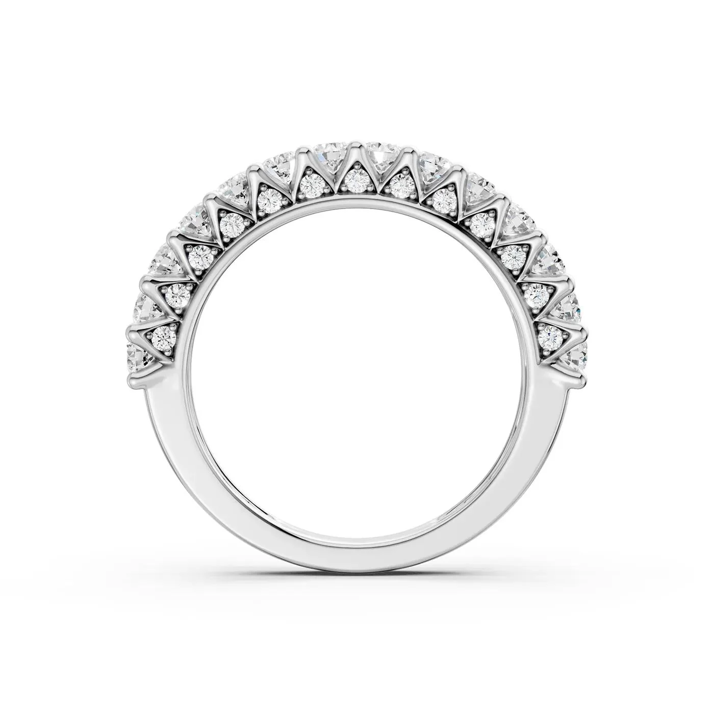 2 CT. Tw. Lab Grown Diamond Double Row Anniversary Band Ring 10K White Gold Size 8 2mm - Image 2