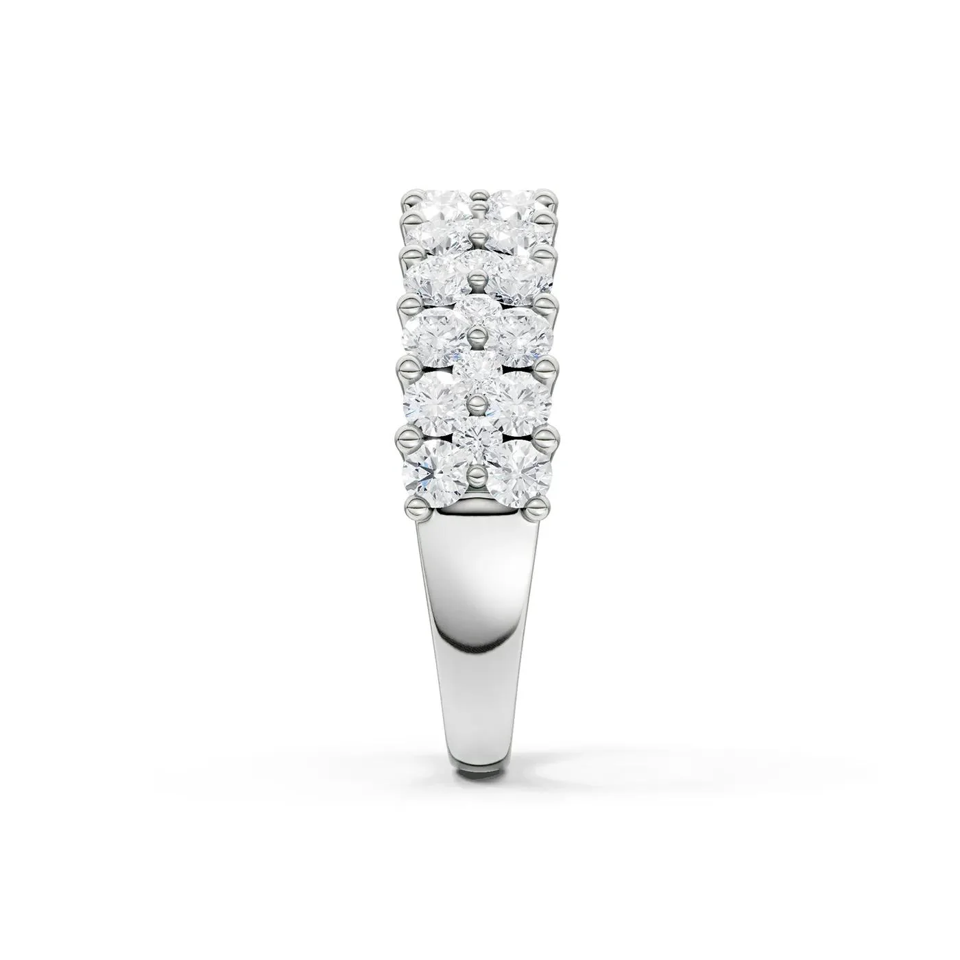 2 CT. Tw. Lab Grown Diamond Double Row Anniversary Band Ring 10K White Gold Size 8 2mm - Image 3