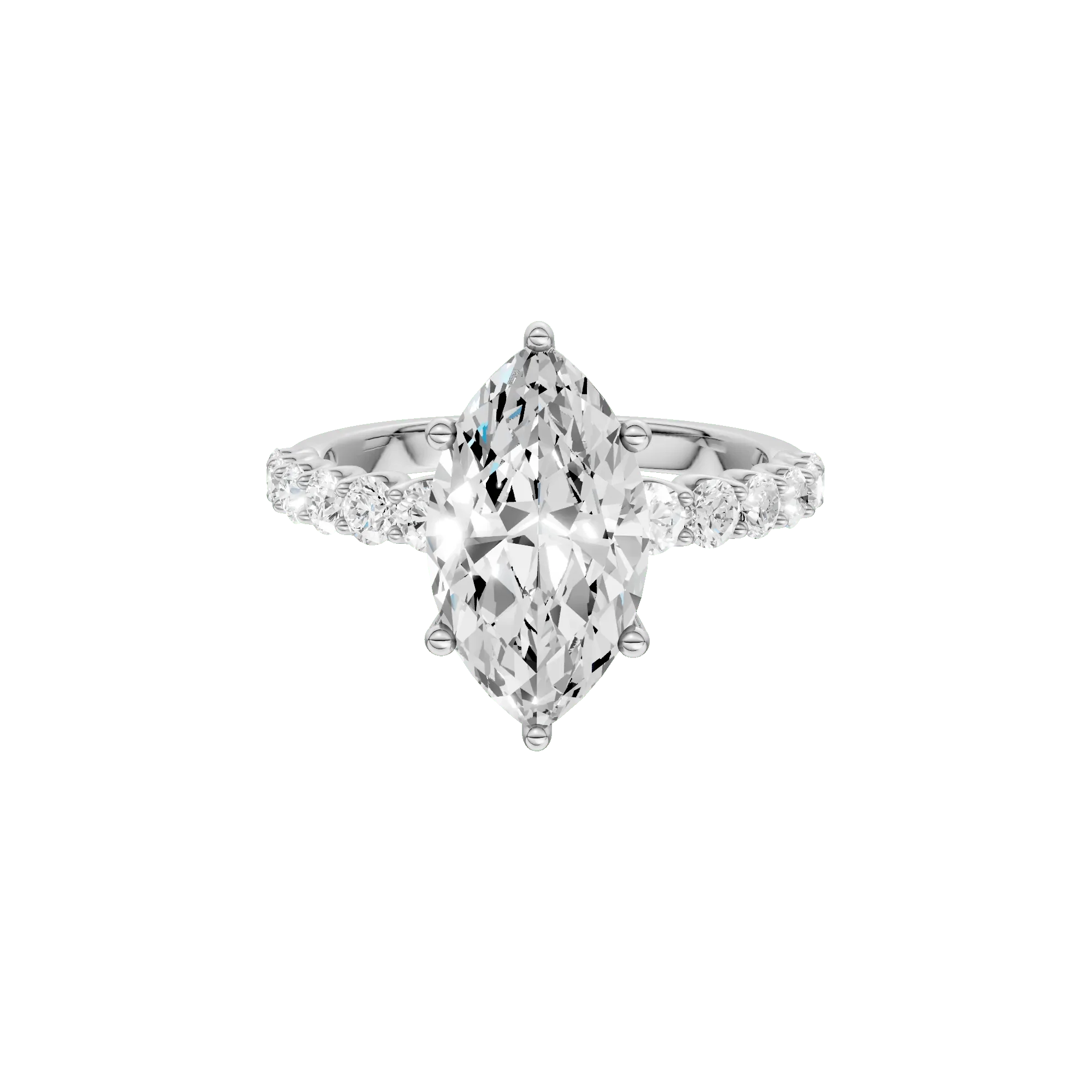 3 5/8 CT. Tw. Lab Grown Diamond Engagement Ring 14K White Gold Size 9 2mm