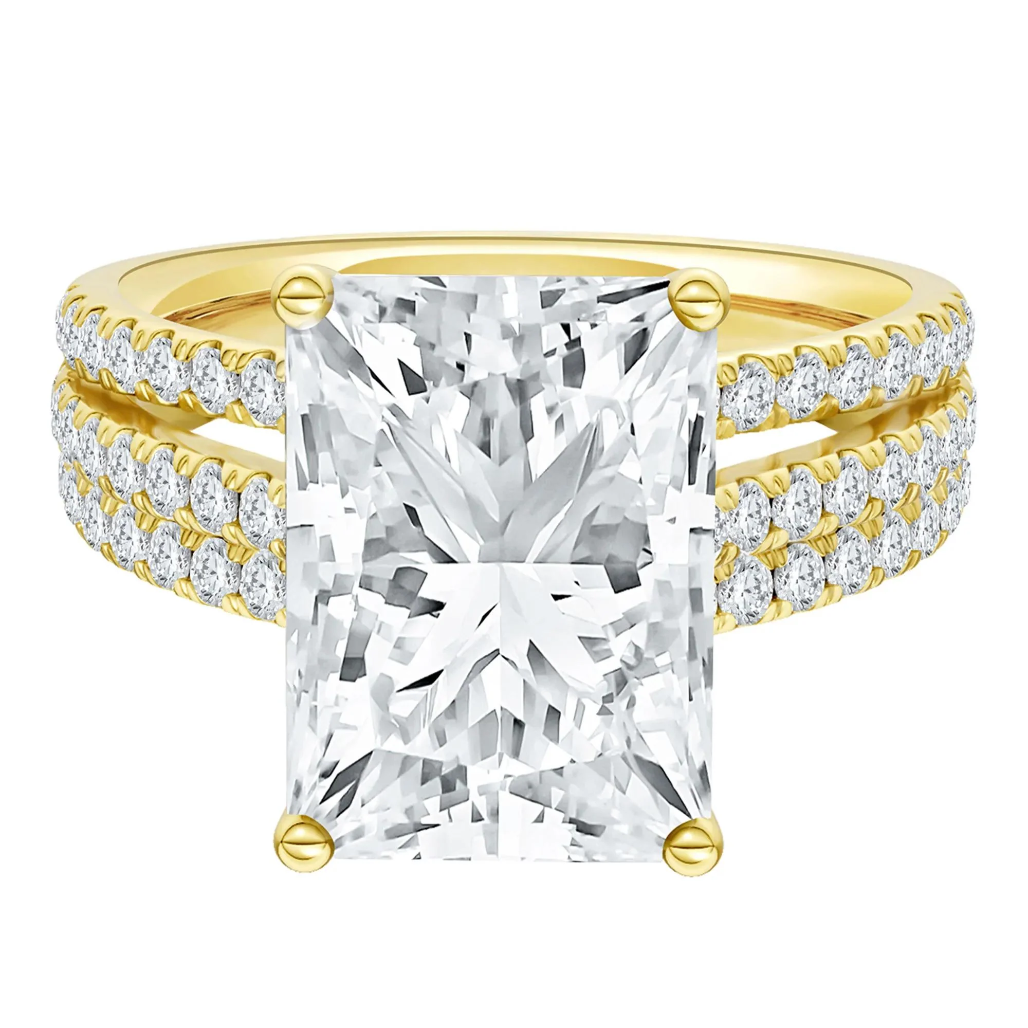 5 1/2 CT. Tw. Lab Grown Diamond Engagement Ring 14K Yellow Gold Size 6.5 2mm