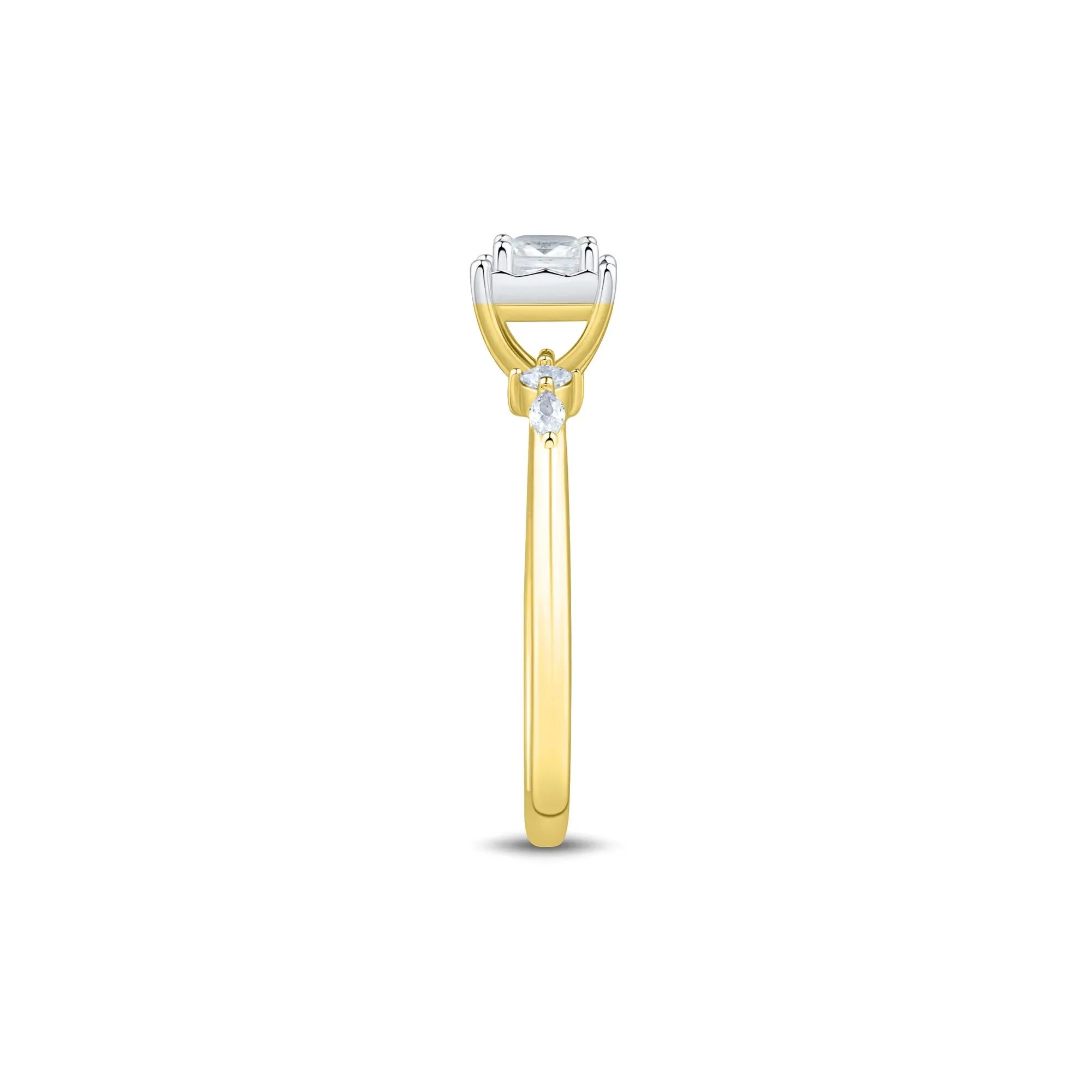 1/2 CT. Tw. Lab Grown Diamond Princess-Cut Promise Ring 10K Yellow and White Gold Size 7.5 1mm - Image 2