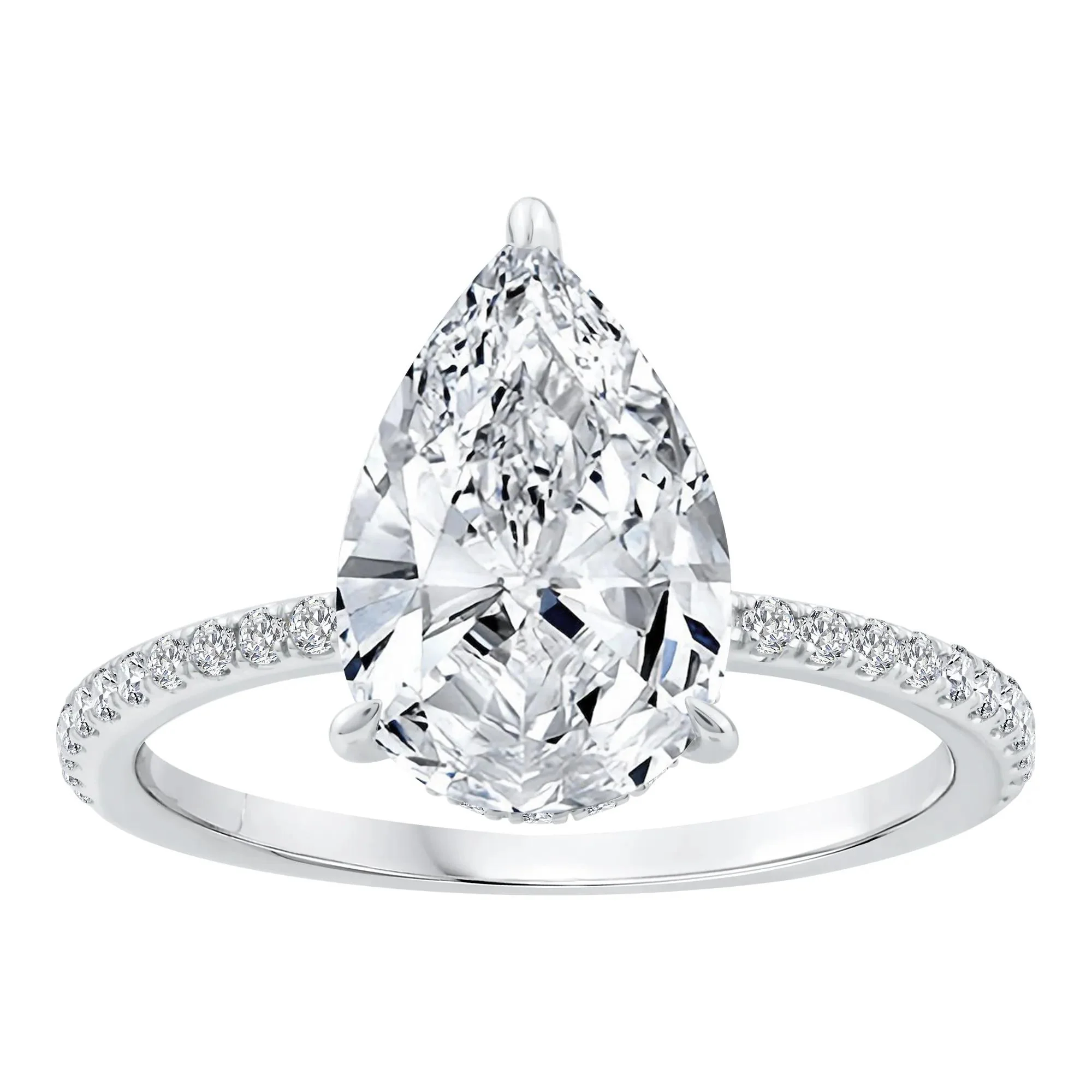3 1/4 CT. Tw. Lab Grown Diamond Engagement Ring 14K White Gold Round Brilliant Cut Size 7 1mm