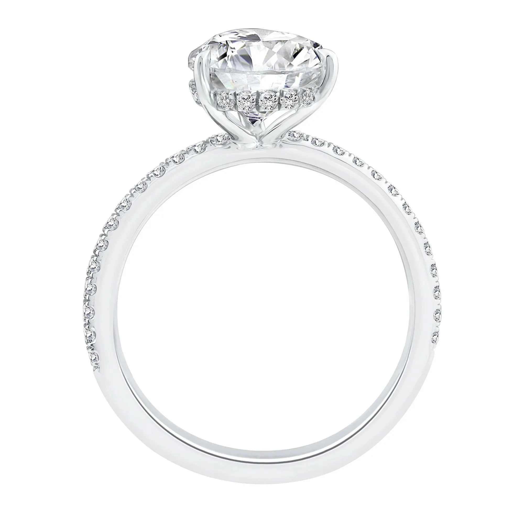 3 1/4 CT. Tw. Lab Grown Diamond Engagement Ring 14K White Gold Round Brilliant Cut Size 9 1mm - Image 2