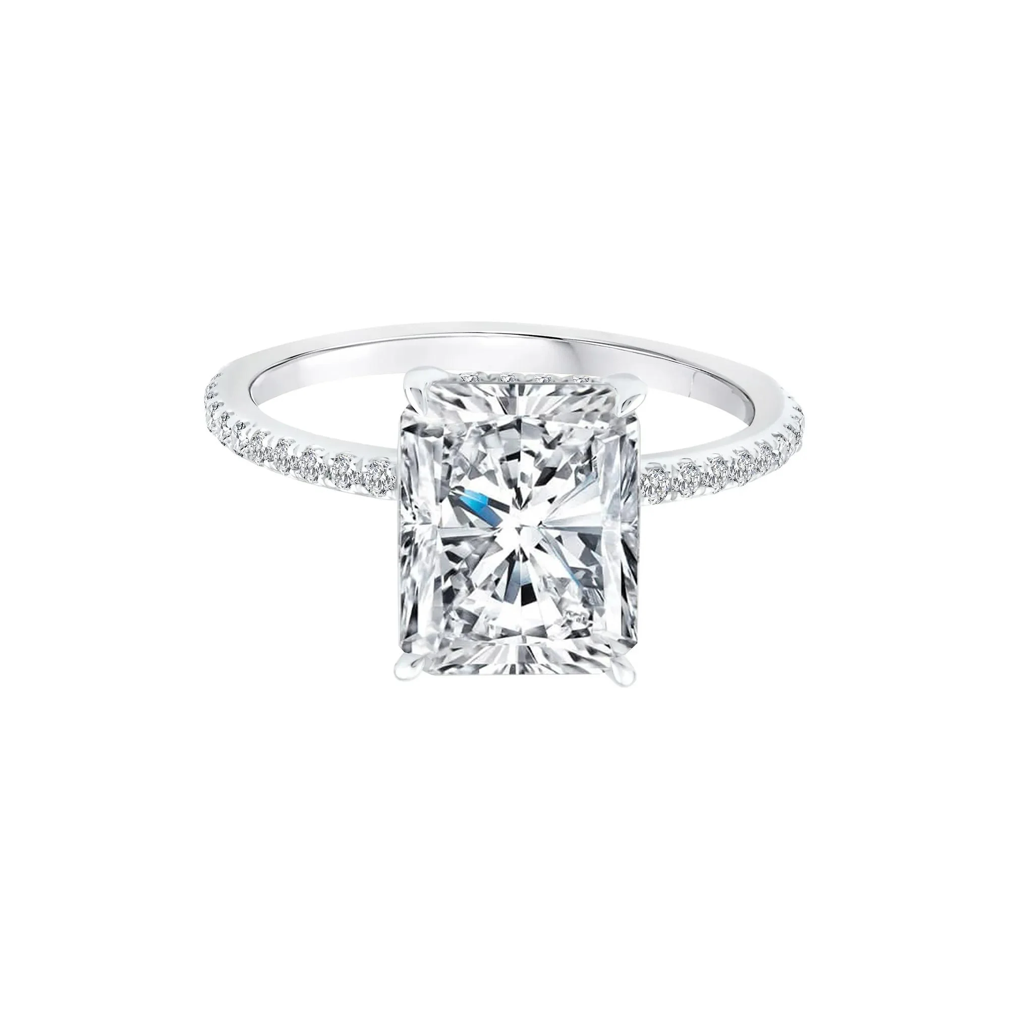 3 1/4 CT. Tw. Lab Grown Diamond Radiant-Cut Engagement Ring 14K White Gold Size 6.5 1mm