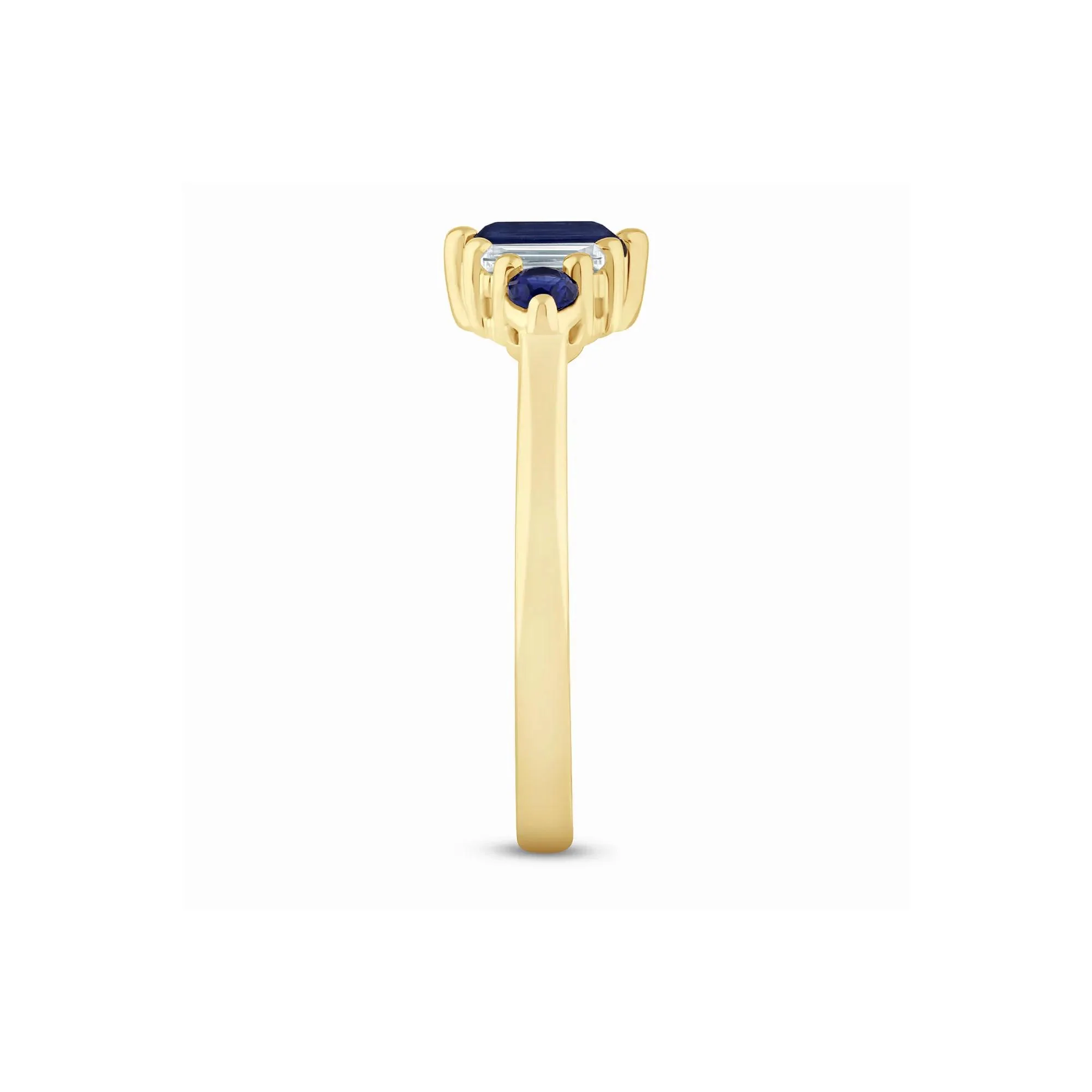 1/5 CT. Tw. Lab-Created Blue Sapphire and Lab Grown Diamond Ring 10K Yellow Gold Size 7 1.5mm - Image 3