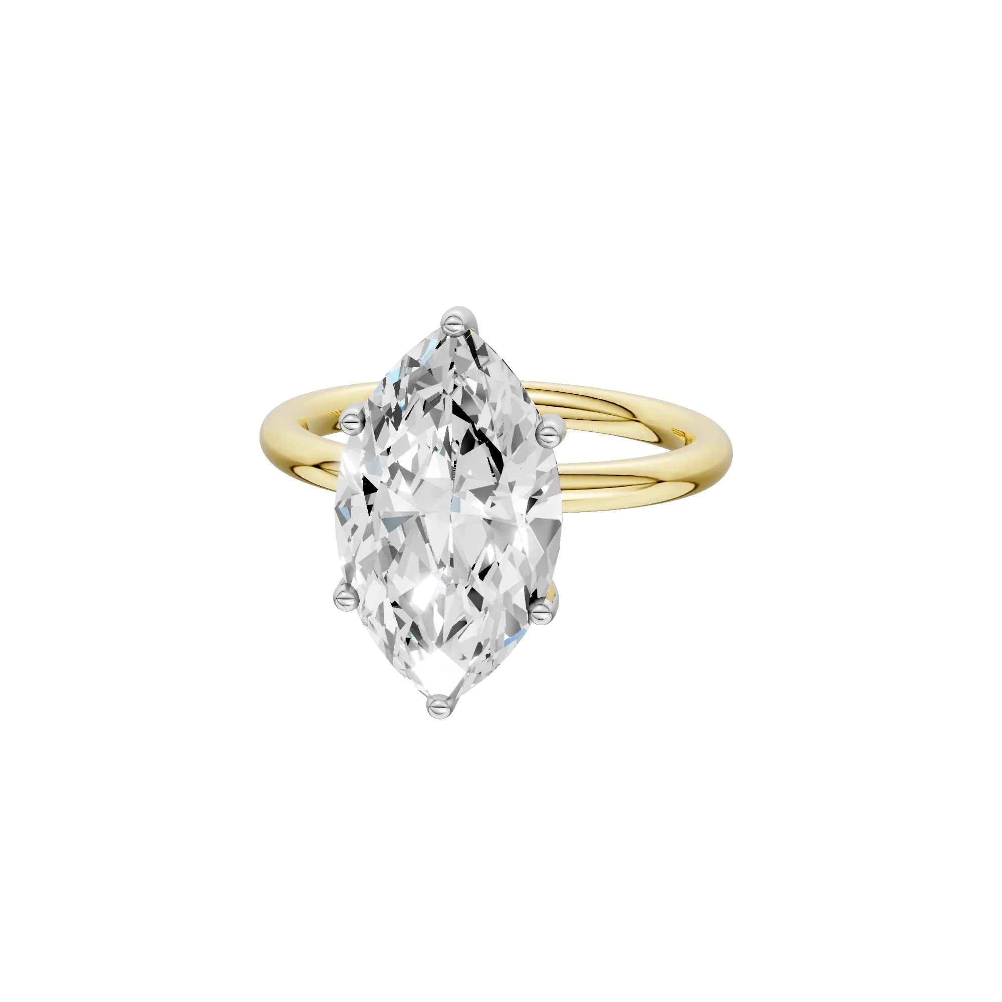 4 CT. Tw. Lab Grown Diamond Marquise Solitaire Engagement Ring 14K Yellow and White Gold Size 12 2mm - Image 2
