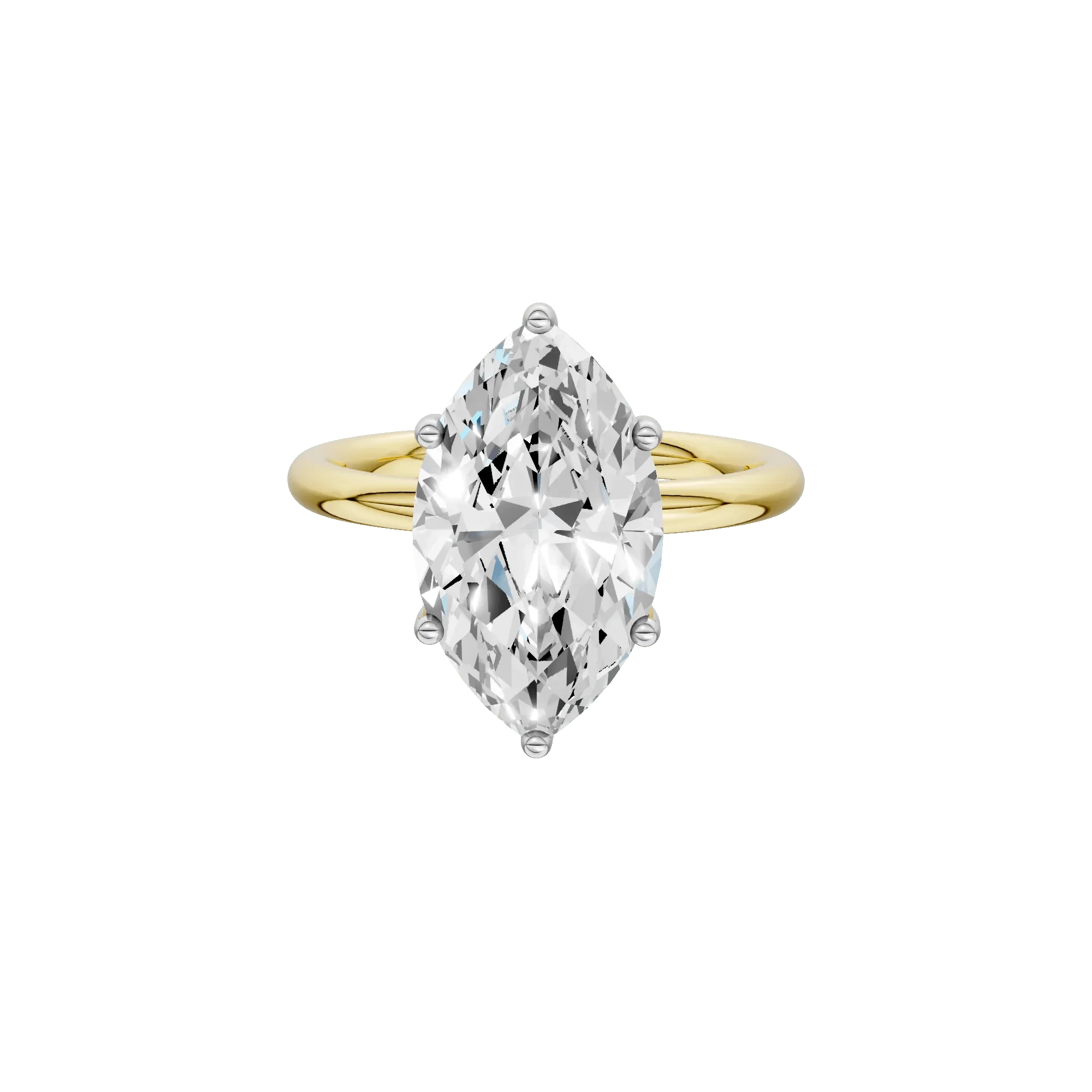 4 CT. Tw. Lab Grown Diamond Marquise Solitaire Engagement Ring 14K Yellow and White Gold Size 6 2mm