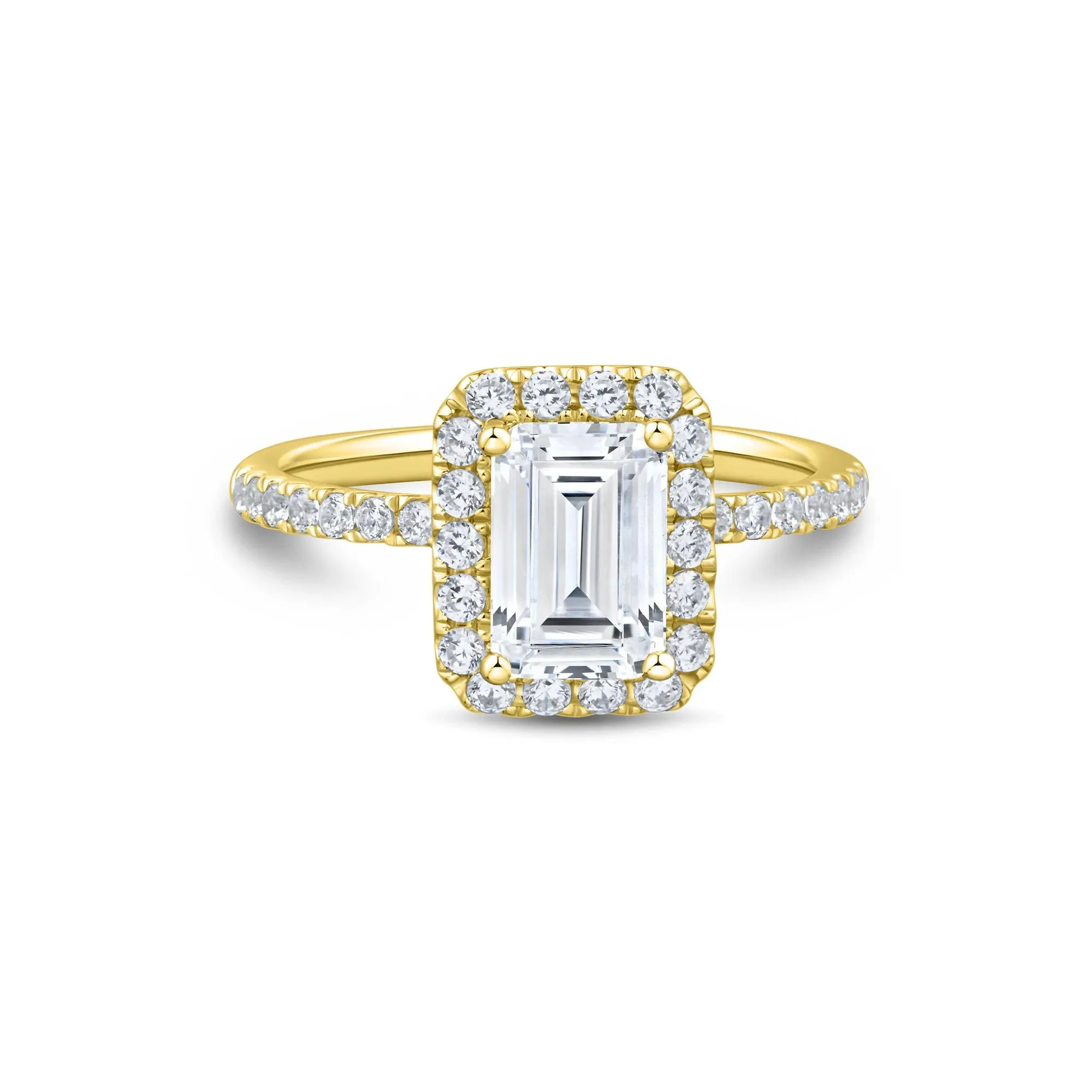 2 CT. Tw. Lab Grown Diamond Emerald-Cut Engagement Ring 14K Yellow Gold Size 5.5 1.5mm