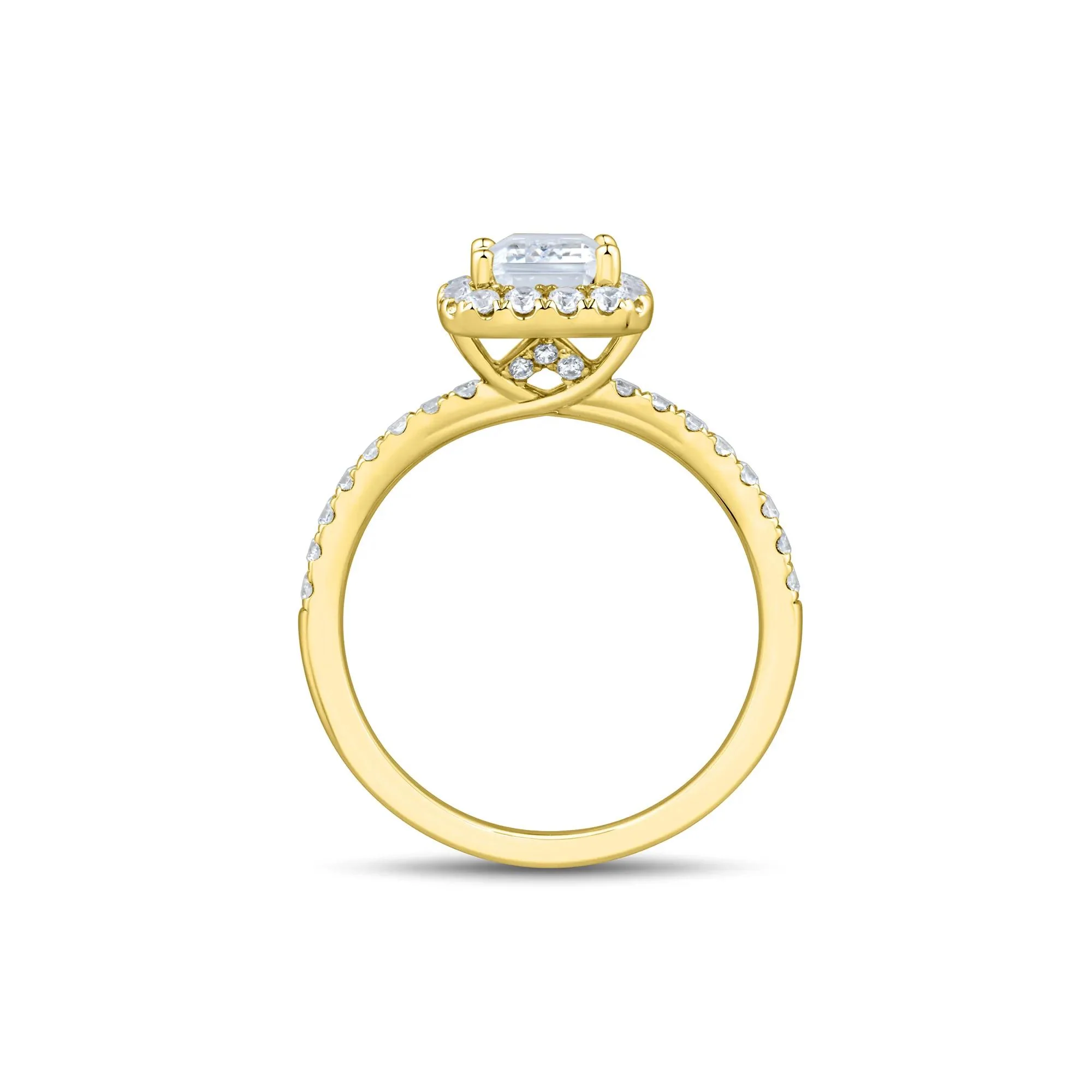 2 CT. Tw. Lab Grown Diamond Emerald-Cut Engagement Ring 14K Yellow Gold Size 5.5 1.5mm - Image 2