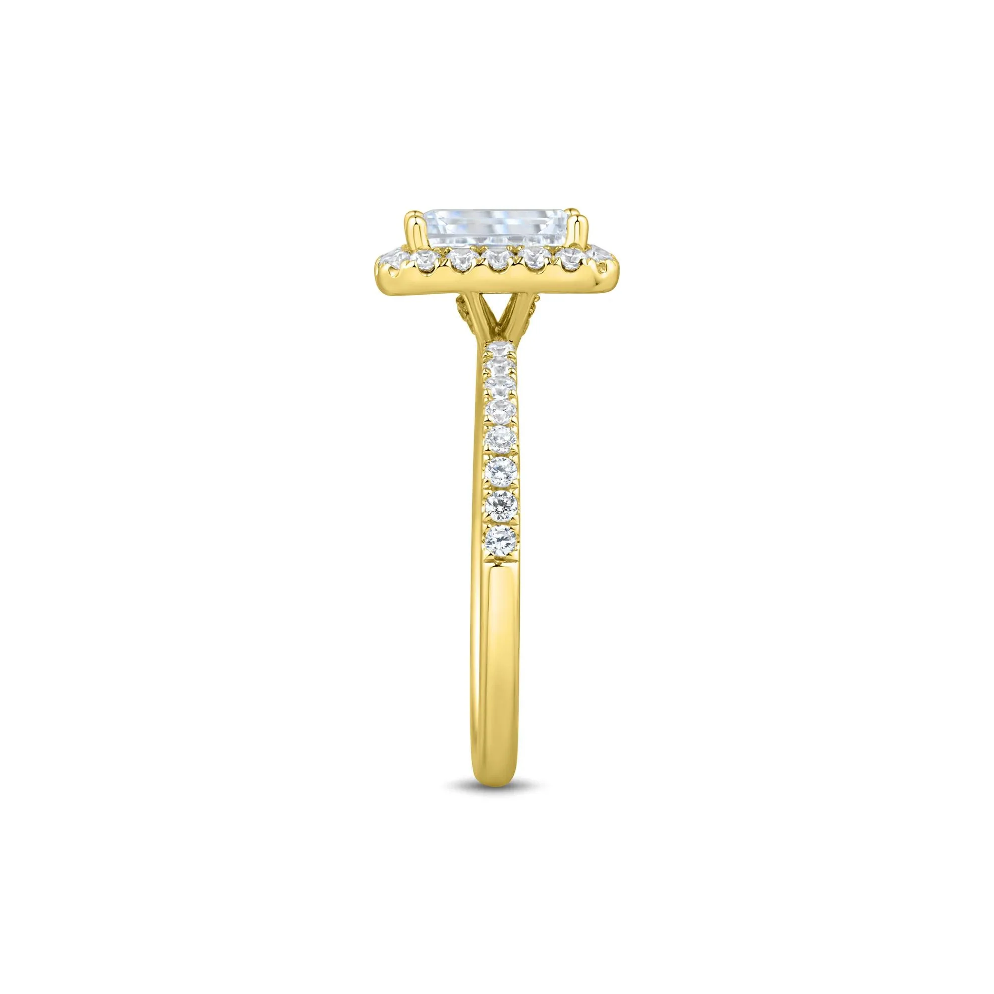 2 CT. Tw. Lab Grown Diamond Emerald-Cut Engagement Ring 14K Yellow Gold Size 8.5 1.5mm - Image 3