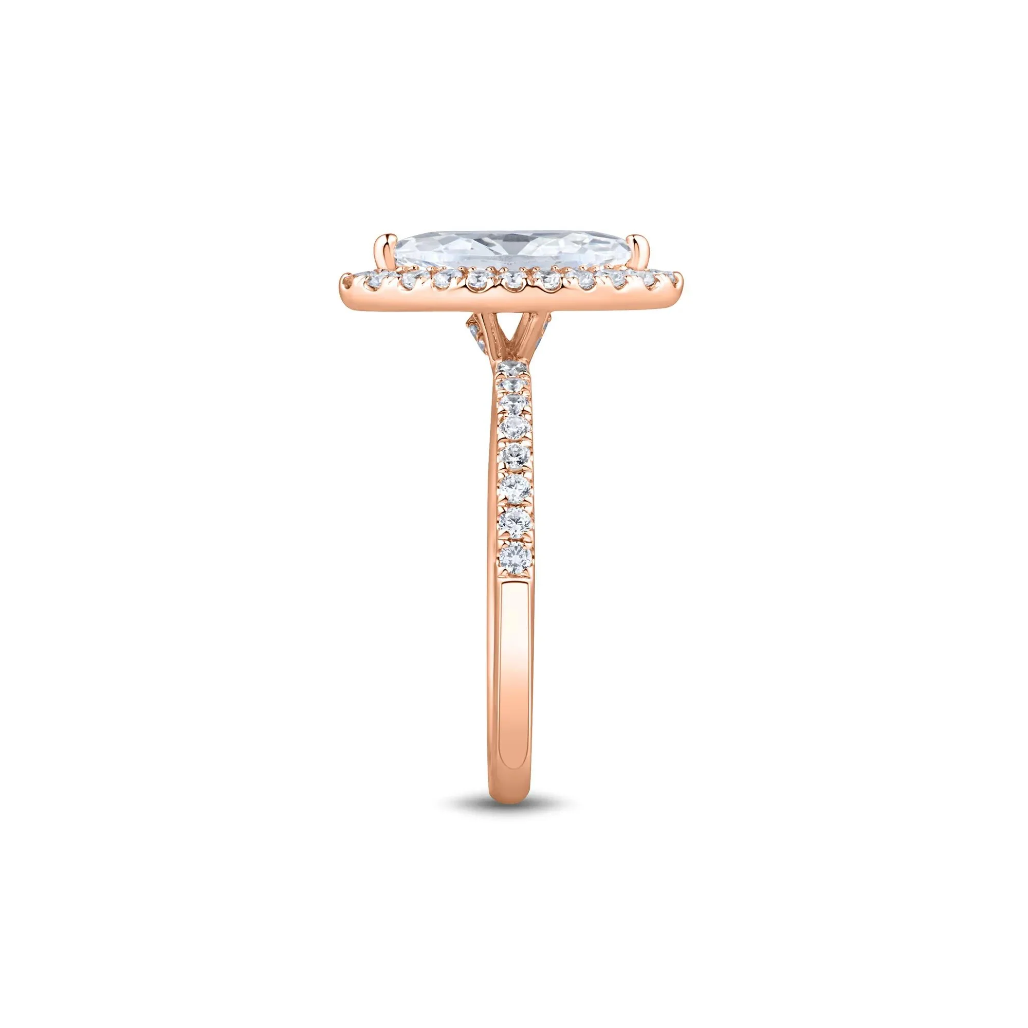 2 CT. Tw. Lab Grown Diamond Marquise-Cut Halo Engagement Ring 14K Rose Gold Size 8.5 1.5mm - Image 3