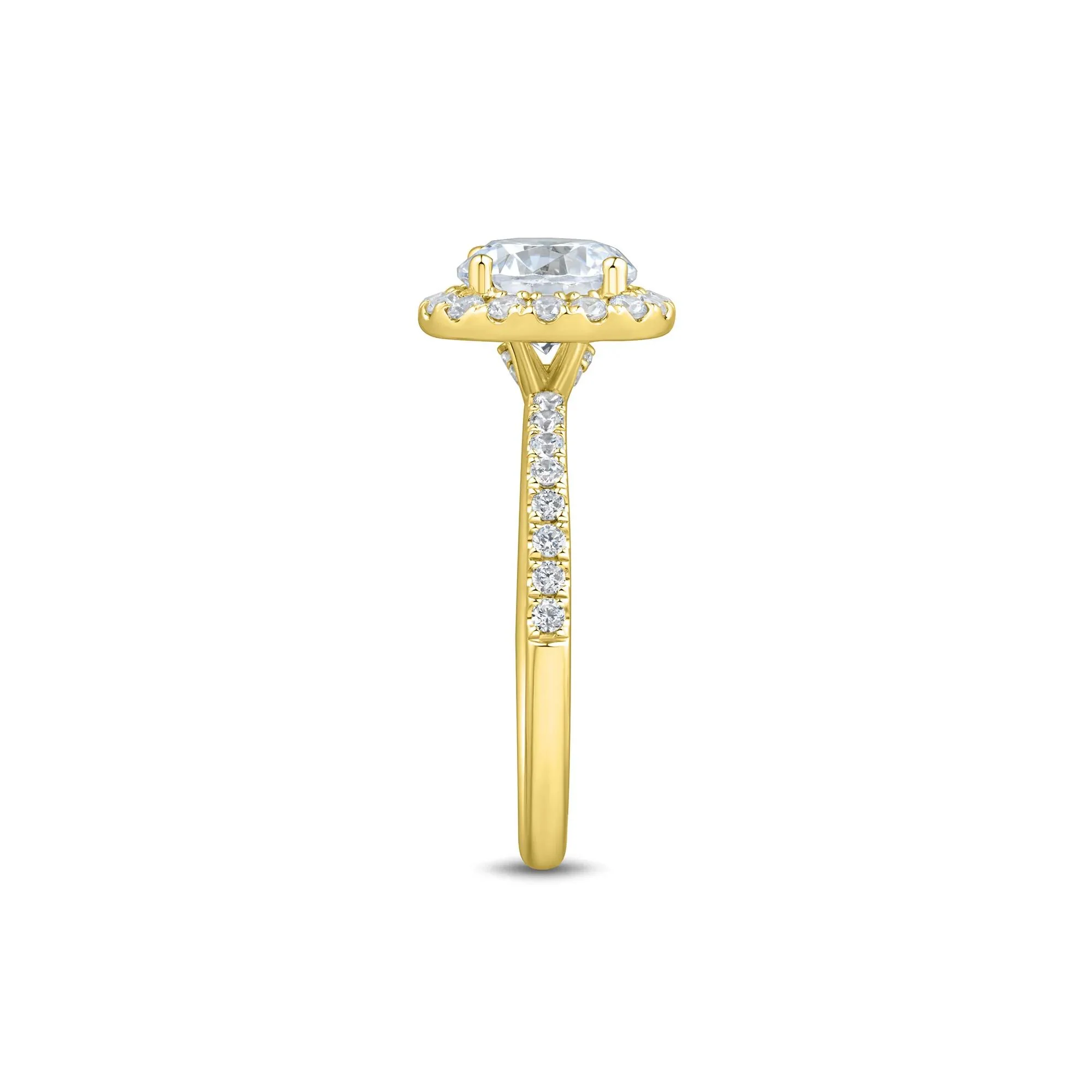2 CT. Tw. Lab Grown Diamond Halo Engagement Ring 14K Yellow Gold Size 6.5 1mm - Image 3